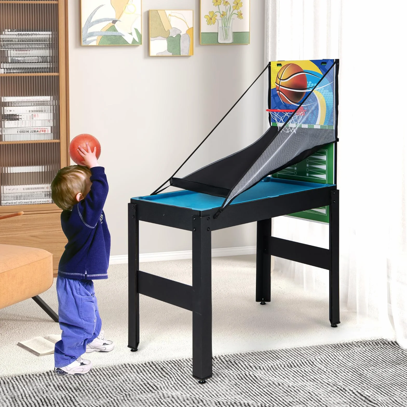 RELAX4LIFE 14 in 1 Multifunzionale Tavolo da Gioco, Biliardo Ping Pong Basket Calcetto Bowling Shuffleboard