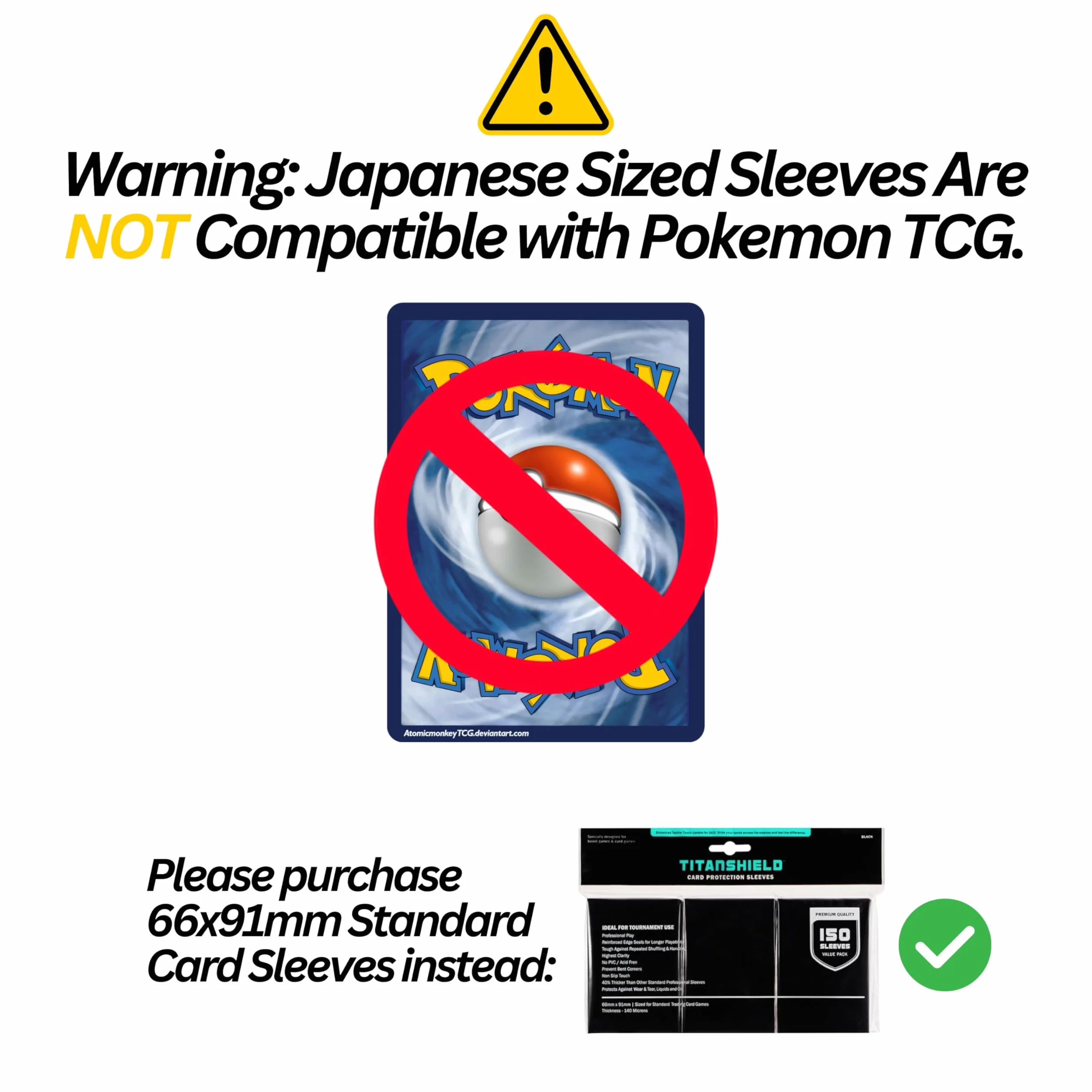 TitanShield (150 buste) piccole dimensioni giapponesi carte da scambio carte protettive compatibile con Yu-Gi-Oh!, Cardfight!! Vanguard & Photocards (bianco)