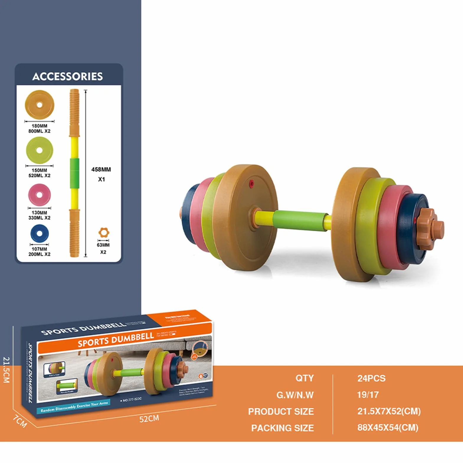Kids Dumbbell Toy, Set Di Pesi Per Bambini - Set Di Sollevamento Pesi Per Bambini | Giocattolo Di Allenamento Regolabile, Attrezzature Da Palestra, Giocattolo Per Il Corpo Per Bambini, Giocattolo Di A