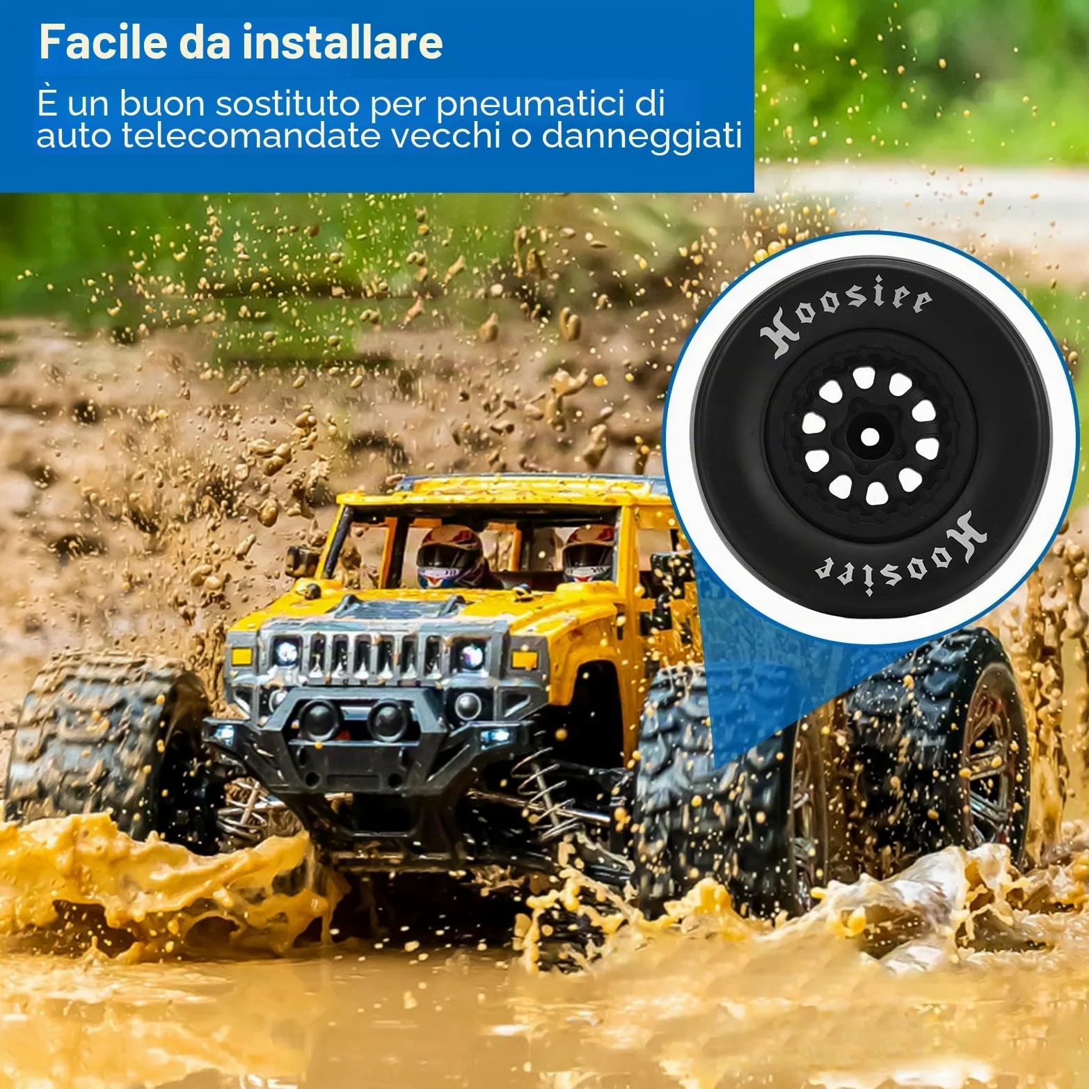 HERCHR 4 Pezzi Pneumatici in Gomma Ruote da 102 Mm E Cerchioni con Mozzo Esagonale da 12 Mm Compatibili con 1/10 Fuoristrada Telecomando Auto RC Fuoristrada