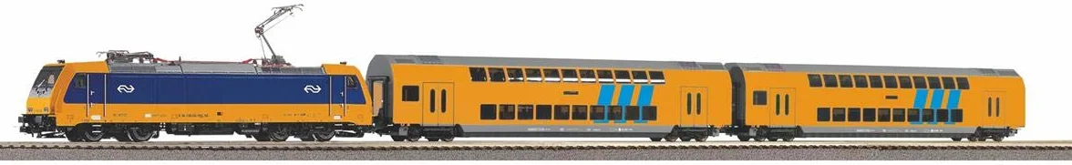 Piko S-Set E-Lok - Treno passeggeri con 2 carrelli a due piani NS A-Binario & B V