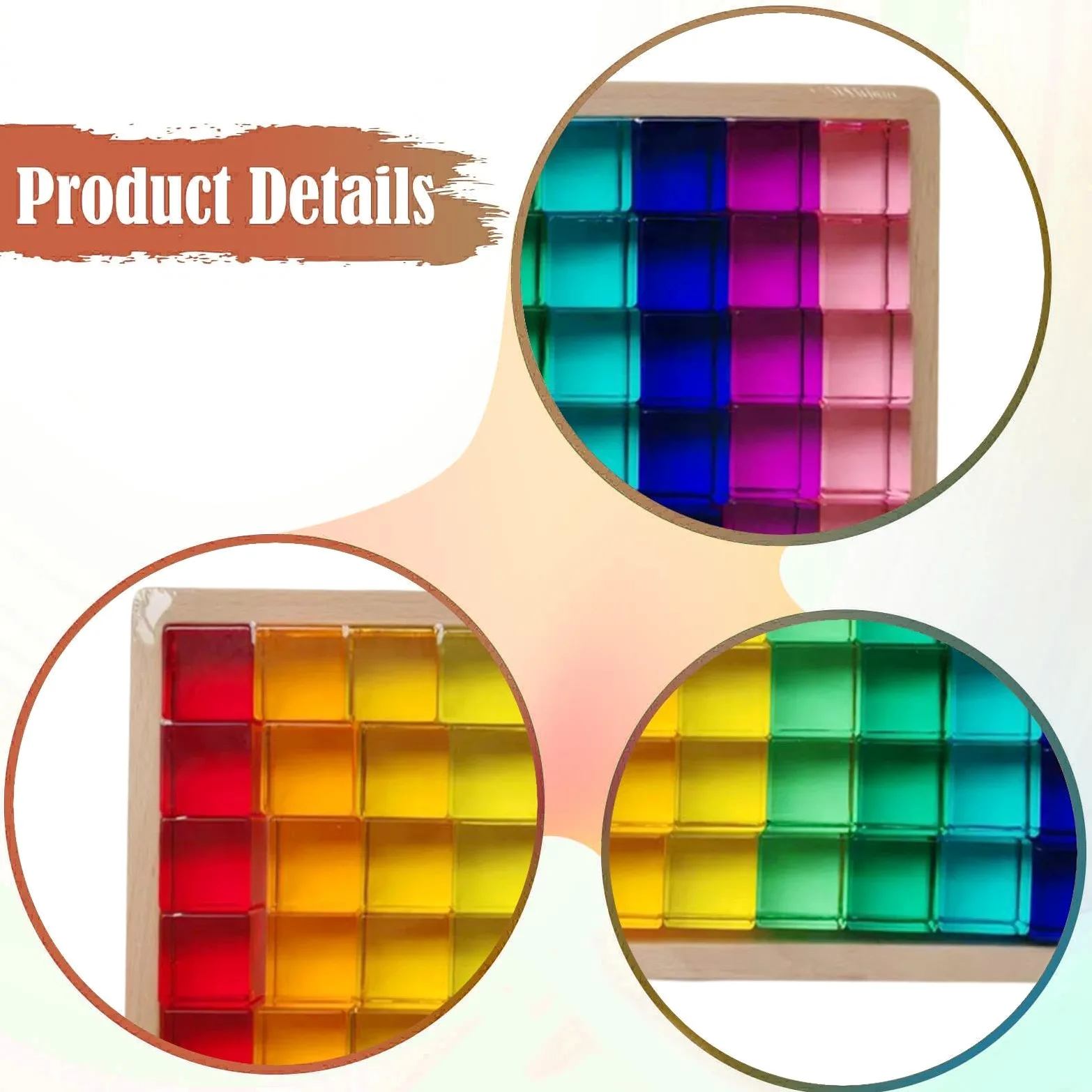 Set di Blocchi da Costruzione Arcobaleno Gem, Blocchi impilabili in plastica, Giocattolo per l'apprendimento della consapevolezza Spaziale per Bambini- 50pz