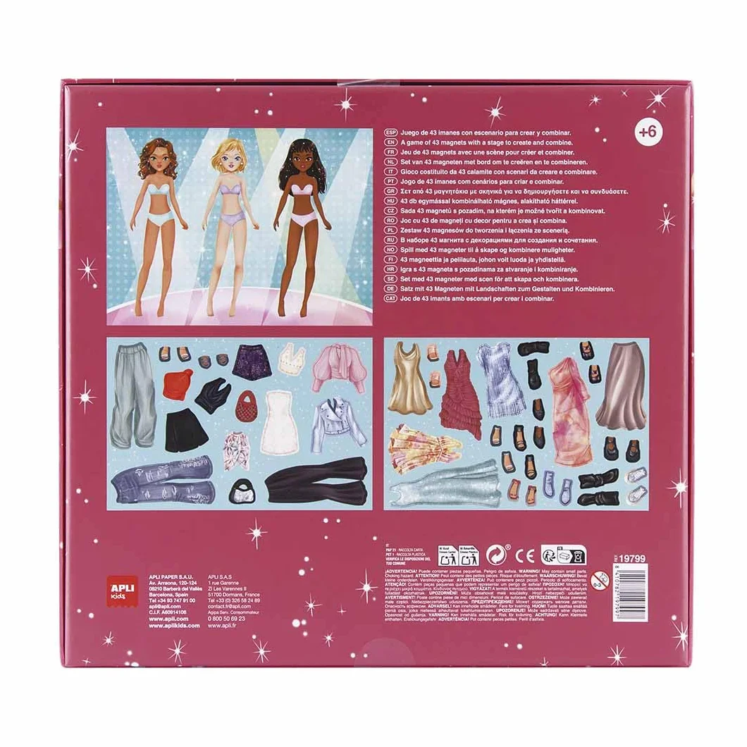 APLI Kids 19799 - Magnets Fashion Show, Gioco magnetico per creare abiti per bambini a partire da 6 anni, CREA I tuoi look e diventa stilista