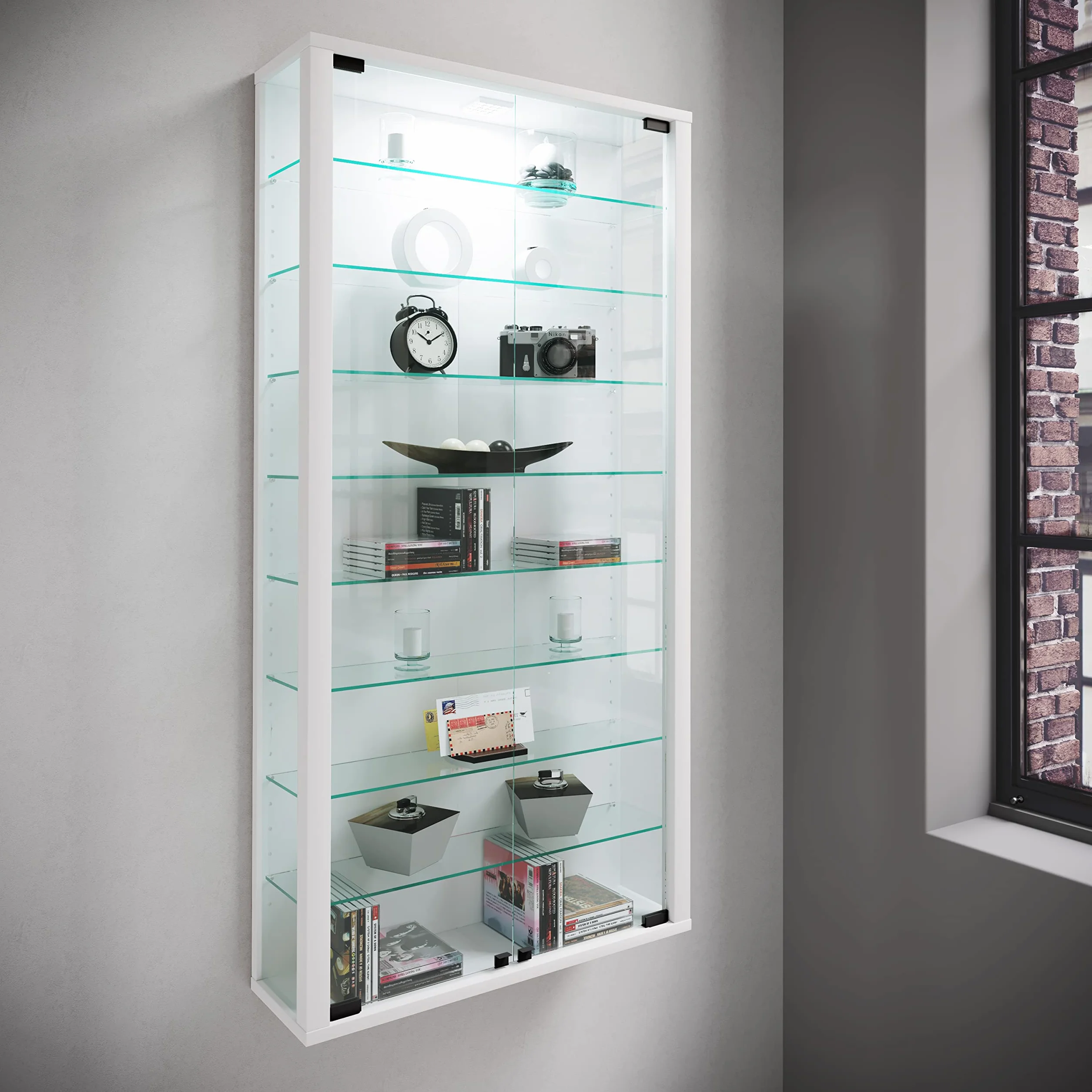 VCM "Vitrosa Maxi Armadietto da Parete, Senza Luce a LED, Colore: Bianco