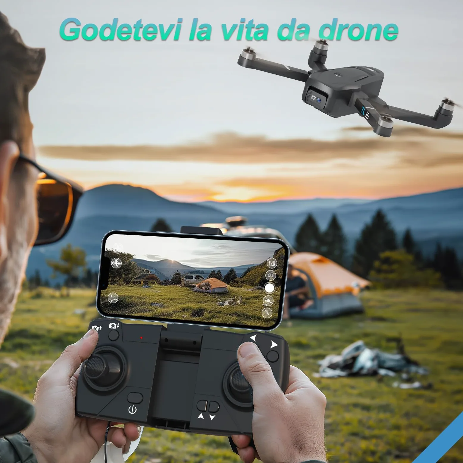Droni con Telecamere Brushless Motore Drone per Adulti Principianti 2 Telecamere FPV RC Quadcopters Pieghevole Motorizzato 1080P Camera Regolabile UAV APP di Controllo 3D Flips