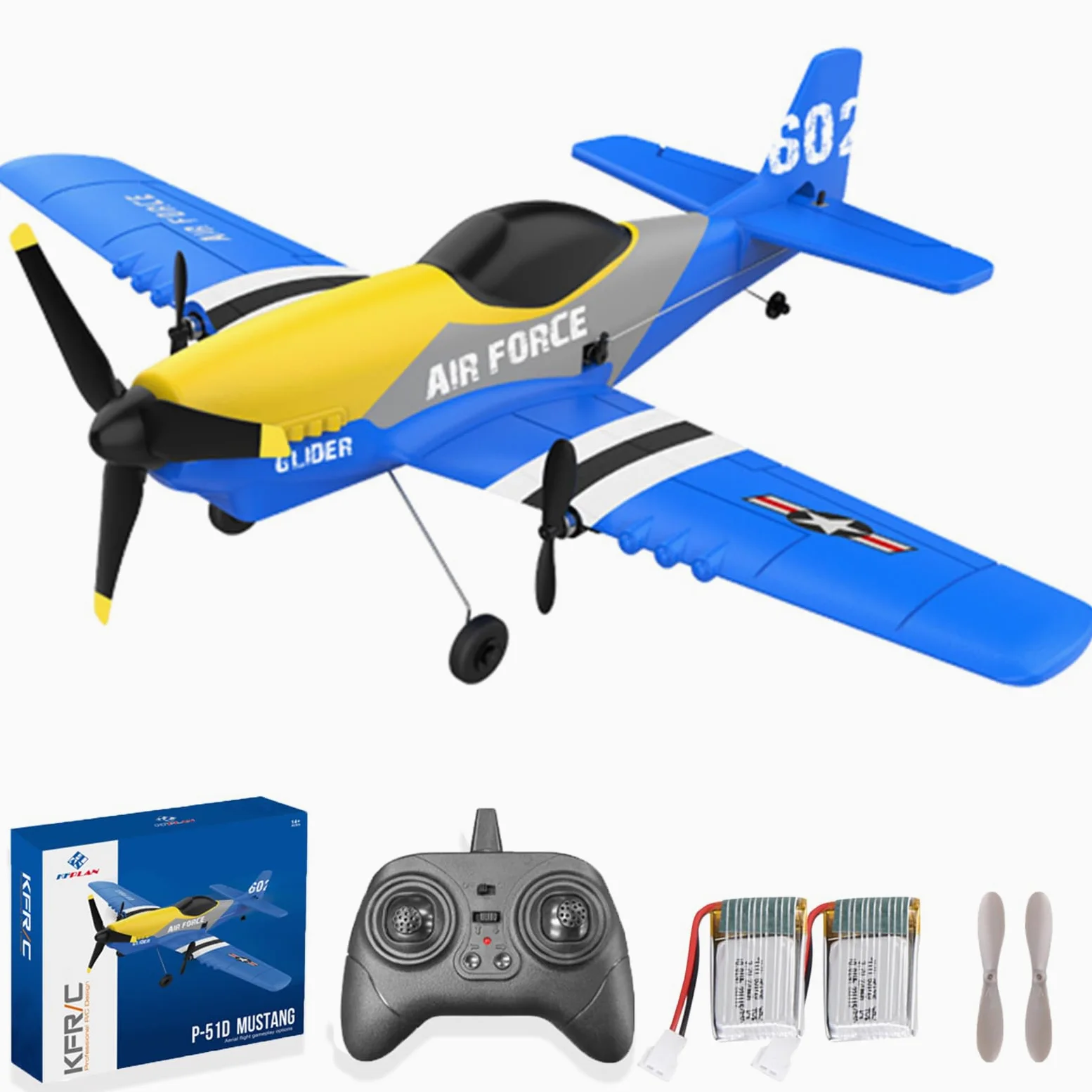 Aereo radiocomandato a 3 canali, aliante da 2,4 GHz, sistema di stabilizzazione con 6 giroscopi, facile da volare, per principianti, adolescenti, adulti, con 2 batterie