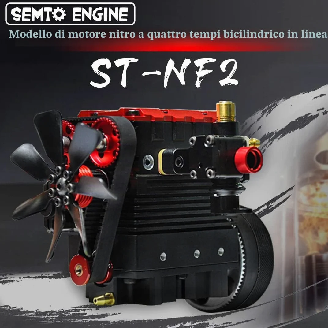RCXTechPro SEMTO Engine ST-NF2 Inline bicilindrico 7.0cc Nitro Engine Model Set con F-Type Glow Plug, serbatoio carburante, tubo olio e modulo di accensione
