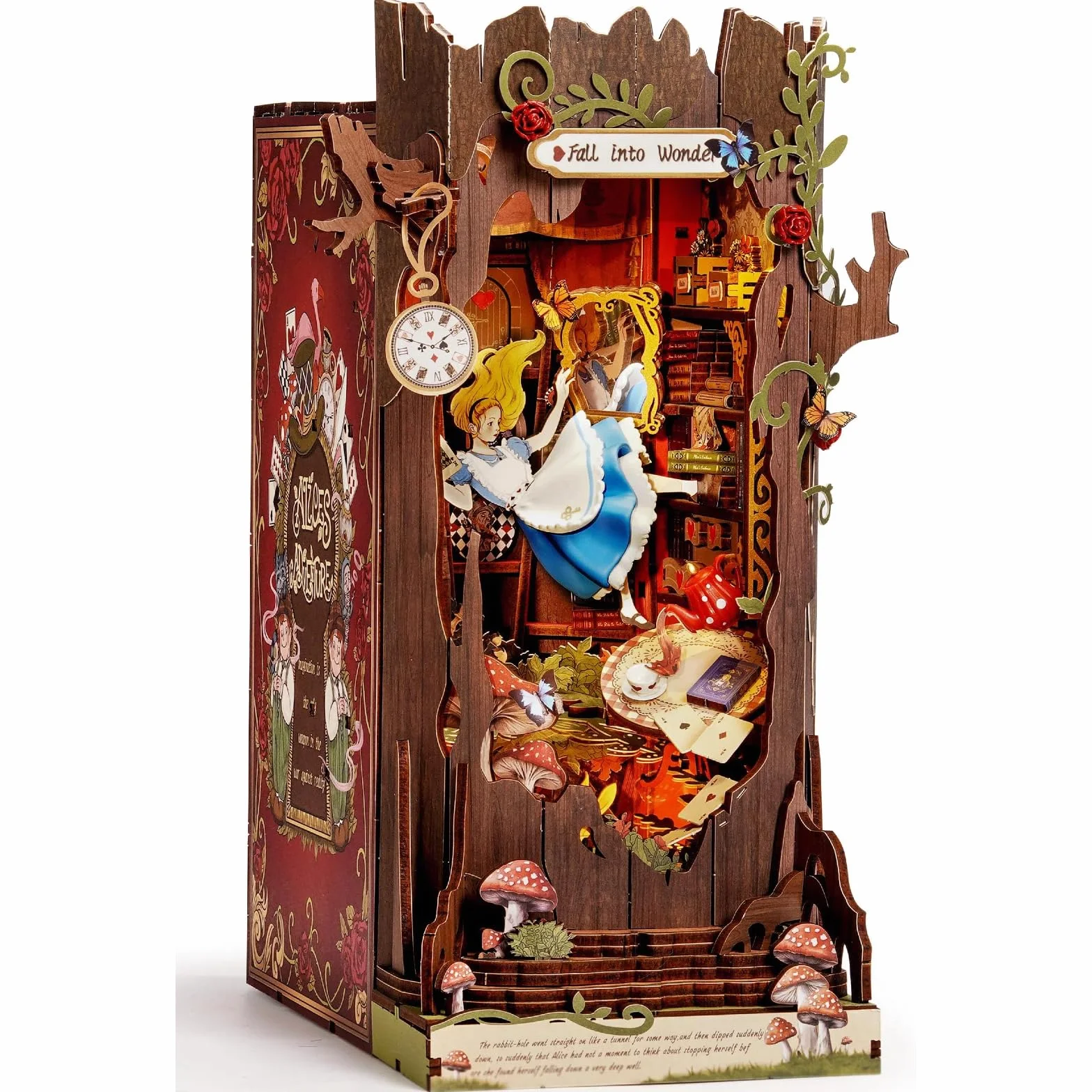 Rolife Book Nook Kit Miniature da Costruire DIY Booknook Fall into Wonder 3d Puzzle Legno con Luci Decorazione Libreria Casa Modellismo da Costruire Adulti Diorama Modellismo