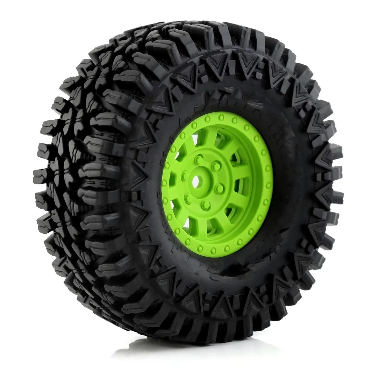 RC Ruote Gomma Compatibile Con Traxxas Per TRX4 D90 Per Axial Per SCX10 II III Per Redcat Per MST 1/10 RC Crawler Car Set Di Cerchi E Pneumatici Beadlock Da 1,9"(Green)