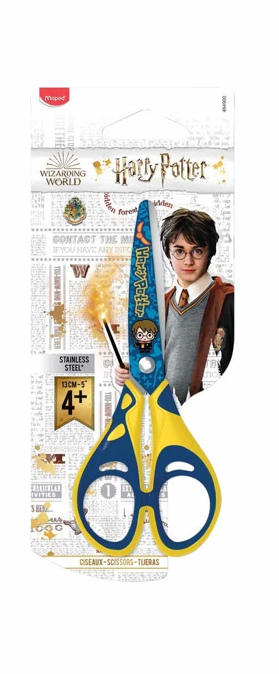Maped – Forbici per bambini di Harry Potter, 13 cm, forbici da scuola dai 4 anni – Forbici per bambini con lame decorate Harry Potter 464900 blu