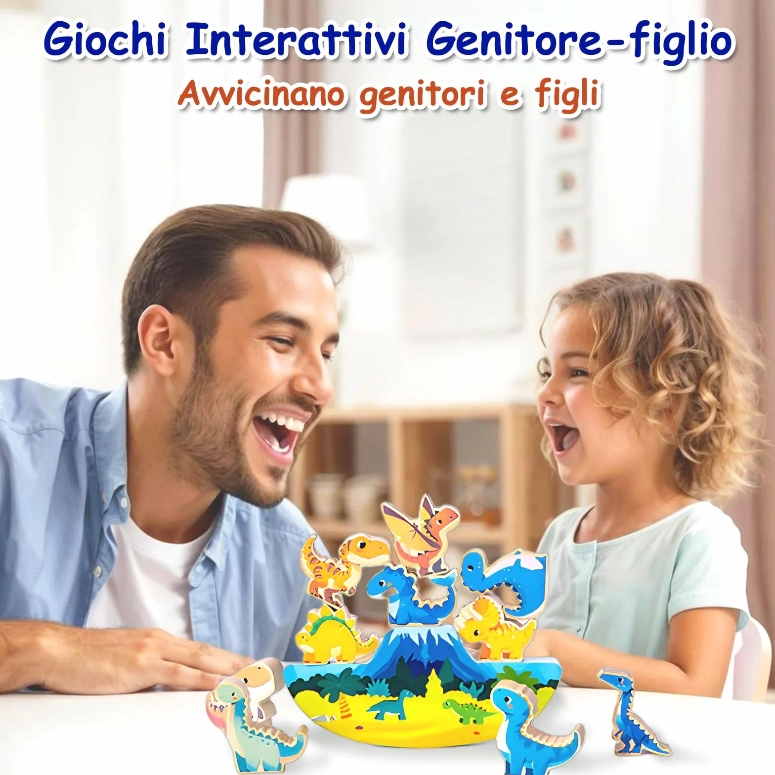 Echehi Dinosauro Giochi per Bambini, 11 pezzi Giochi Montessori per Bambini dai 18 Mesi in su, Apprendimento STEM, Capacità Motorie Fini e Interazione Genitore-figlio