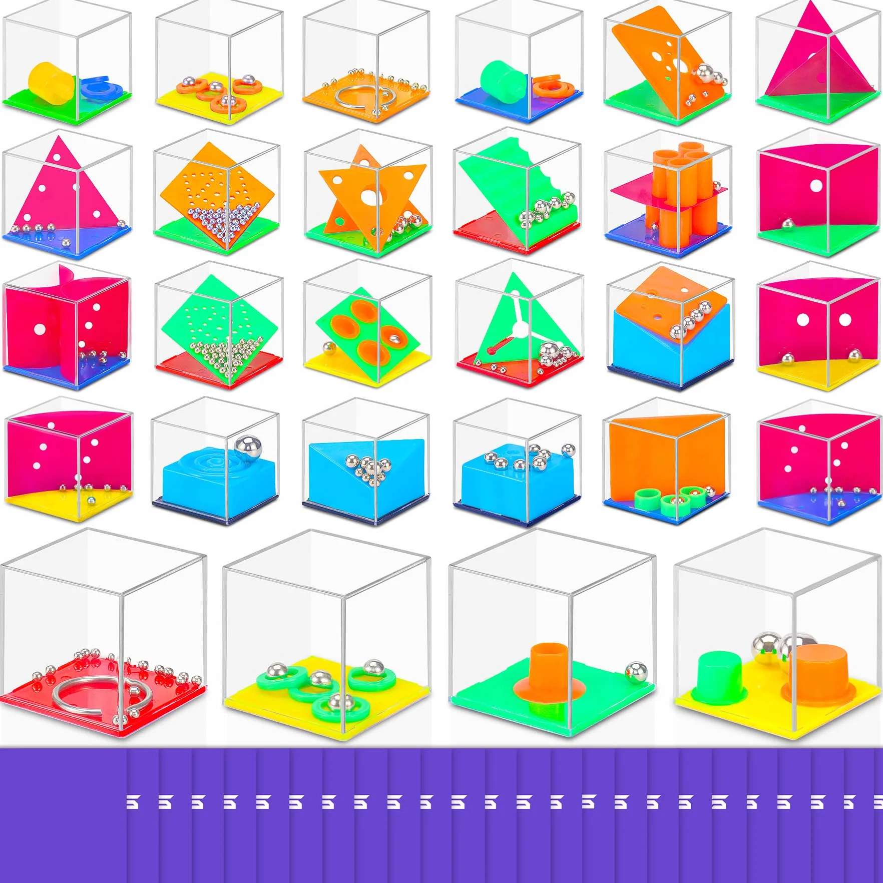 28 Pezzi Giochi di Pazienza per Bambini con 28 Sacchetti Viola – Gioco di Aglio | Mini Giochi | Regalino Compleanno | Giocattoli Halloween
