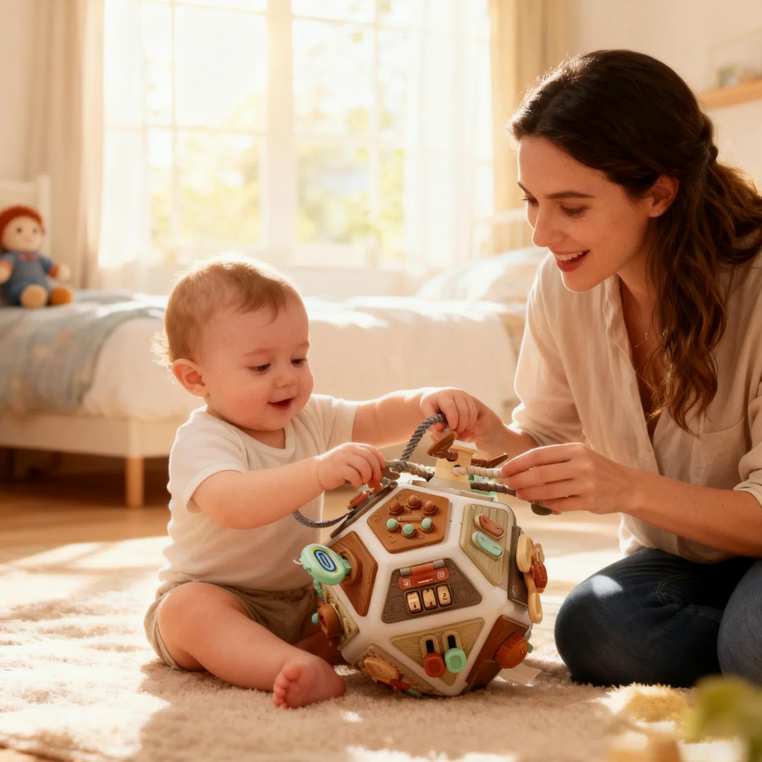 Generisch Giocattoli educativi a forma di cubo occupato, materiale ABS TPE PP | Motore fine | Giocattolo per abilità, giocattolo sensoriale da viaggio, cubo di attività di apprendimento, per bambini dai 6 mesi in su