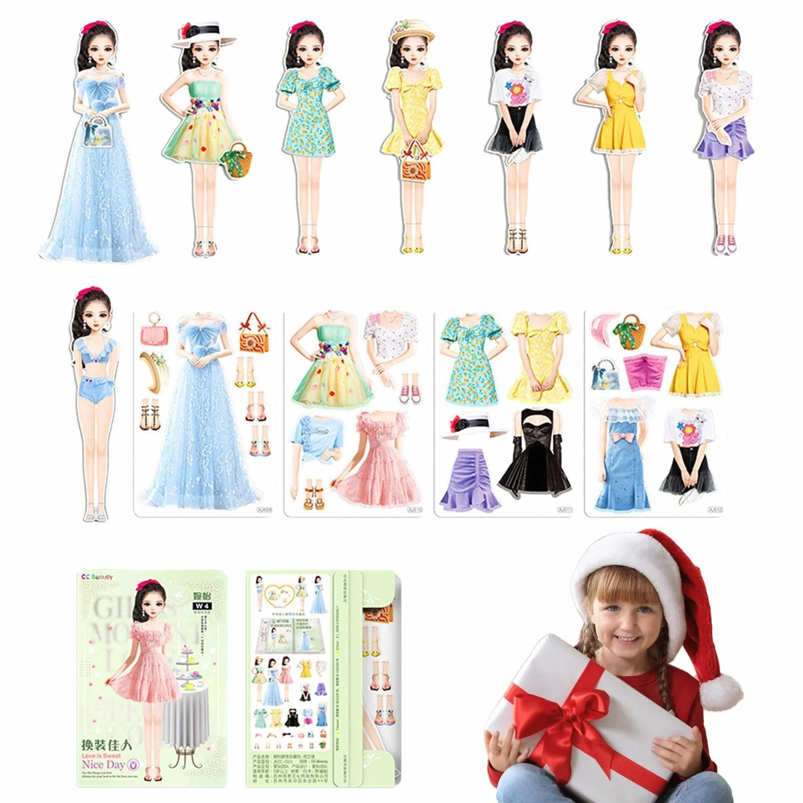 Genérico Bambole di Vestire Magnetiche - Costume Magnetico Gioco di Simulazione Bambole di Carta Costume Tagli di Vestito | Vestiti Magnetici Creativi Vestirsi per Compleanno Giorno del Bambino