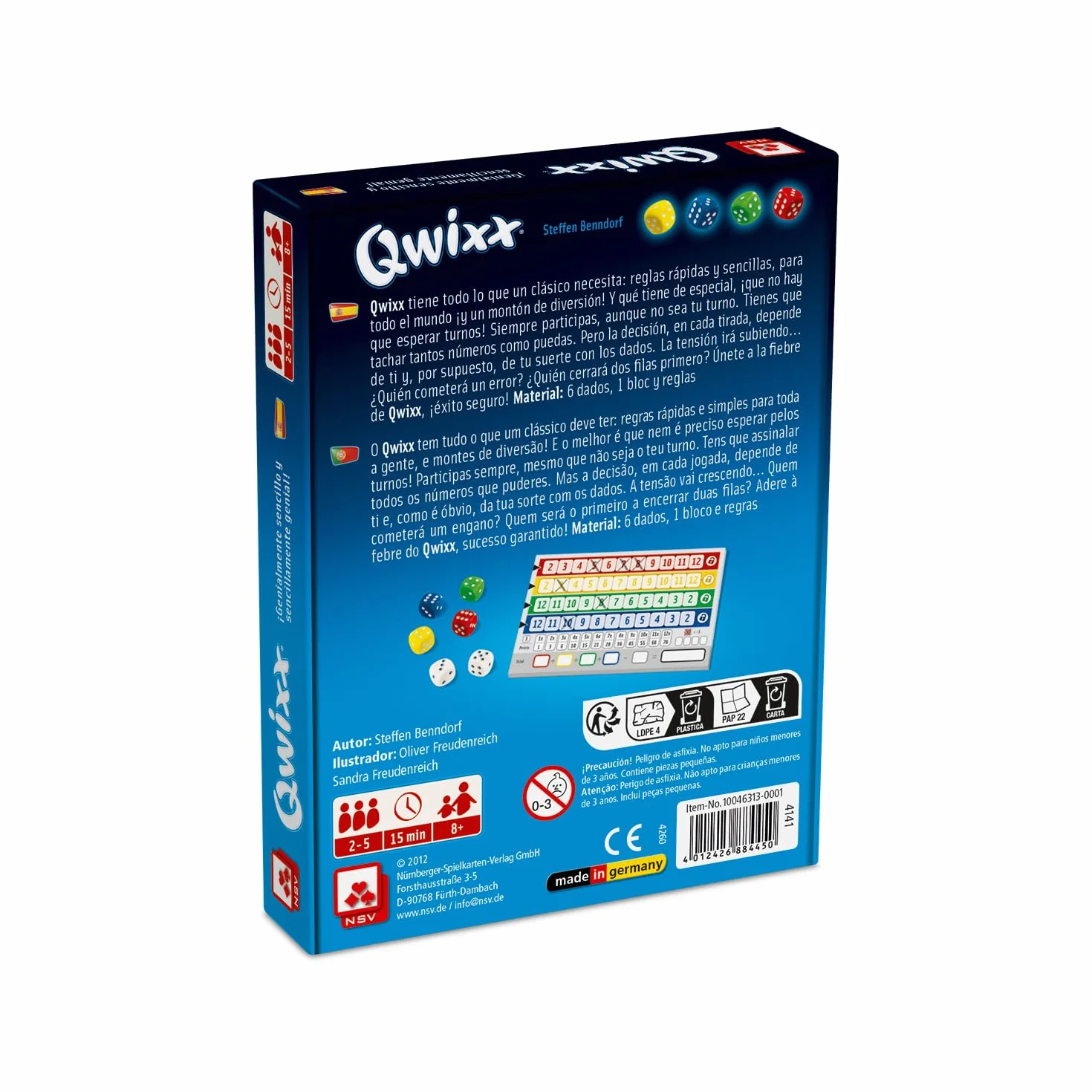 NSV QWIXX. Gioco di dadi e strategia mentale. Edizione spagnola.