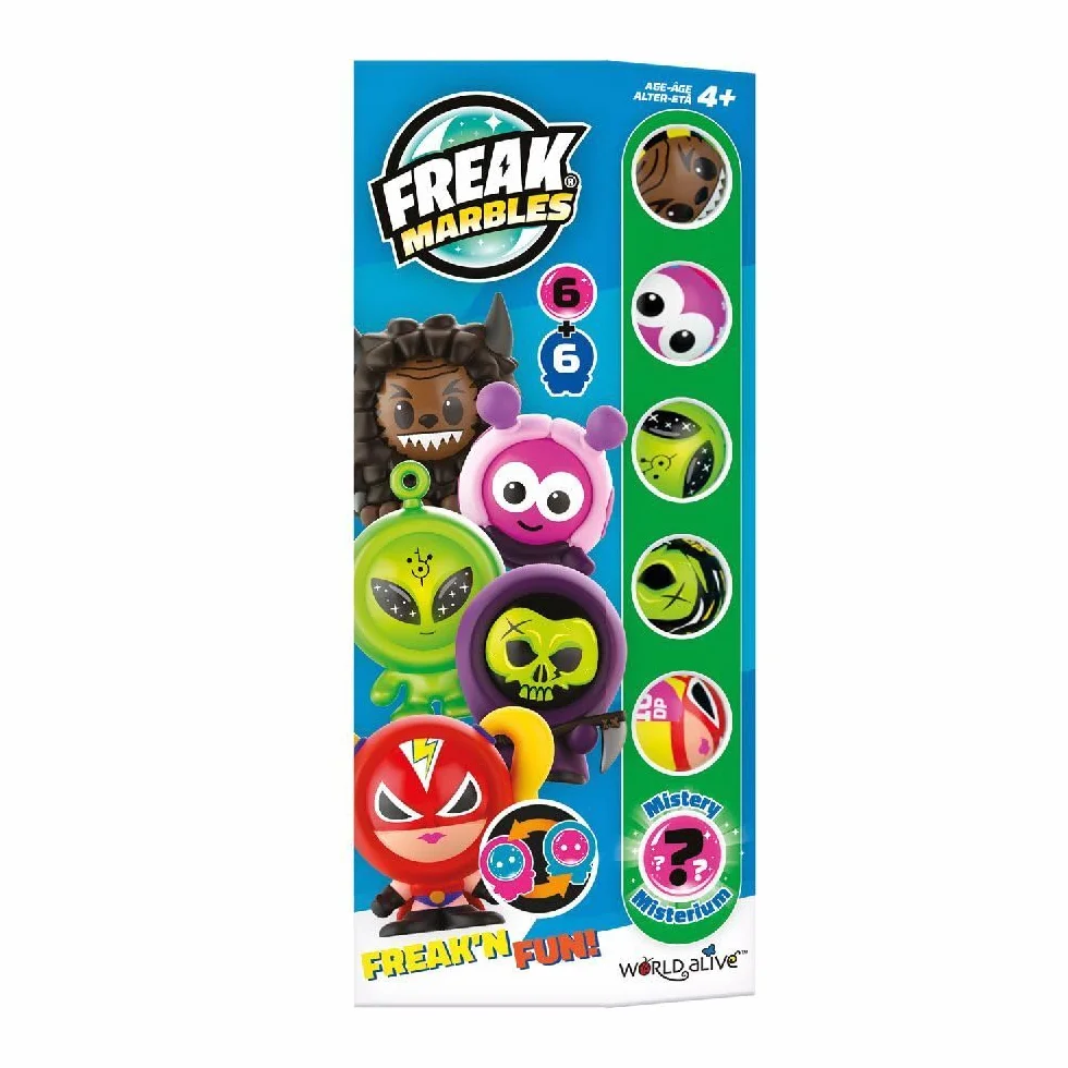 Freak Marbles Totem Pack C 6 biglie colorate con disegni abbinati 1 rara