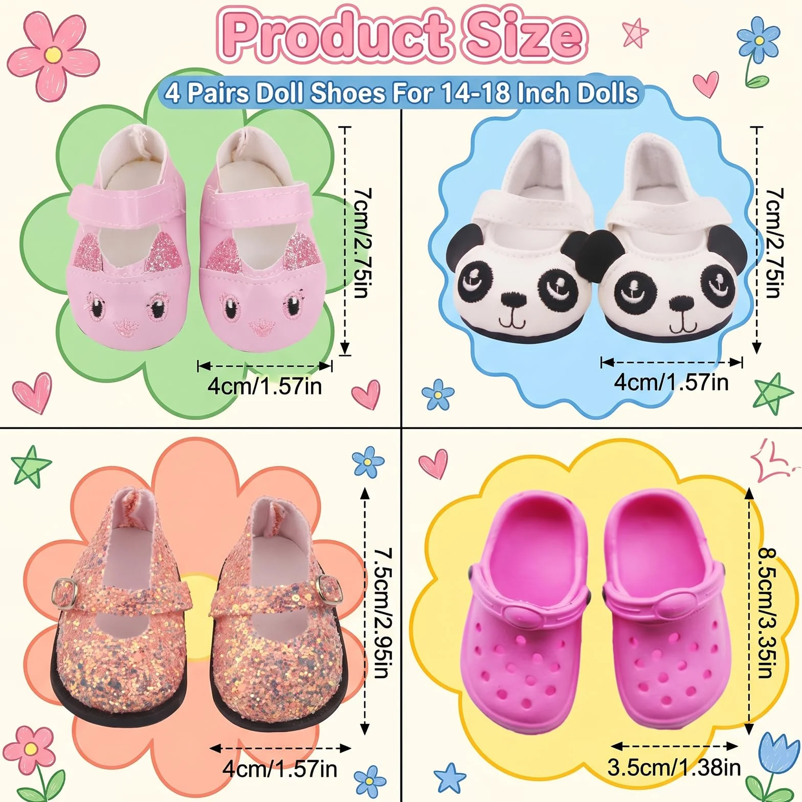 Scarpe per bambole 4 paia