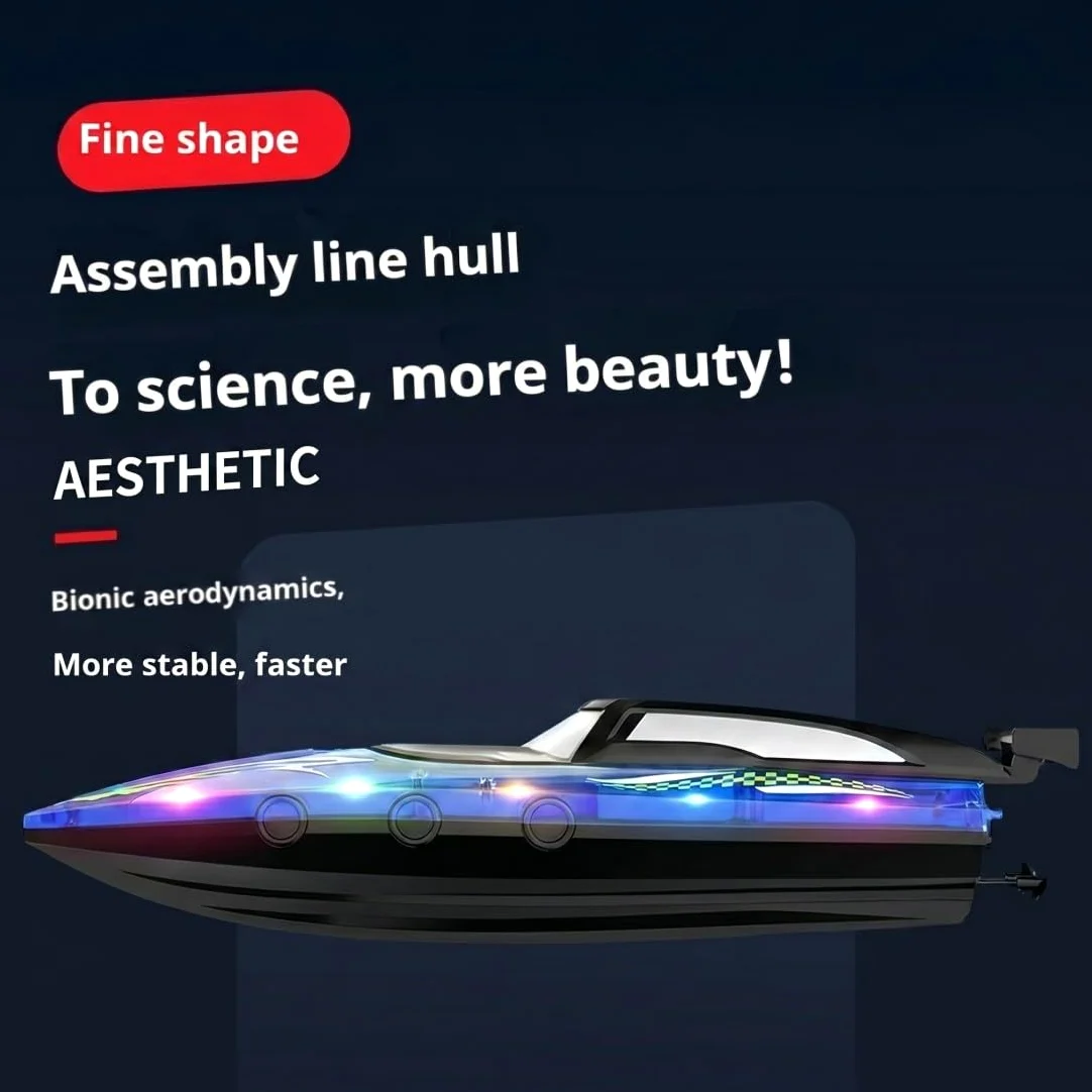Motoscafo radiocomandato ad alta velocità da 50 km/h per adulti, 2,4 GHz, doppio motore, impermeabile, con luce a LED, per piscina, stagni e laghi