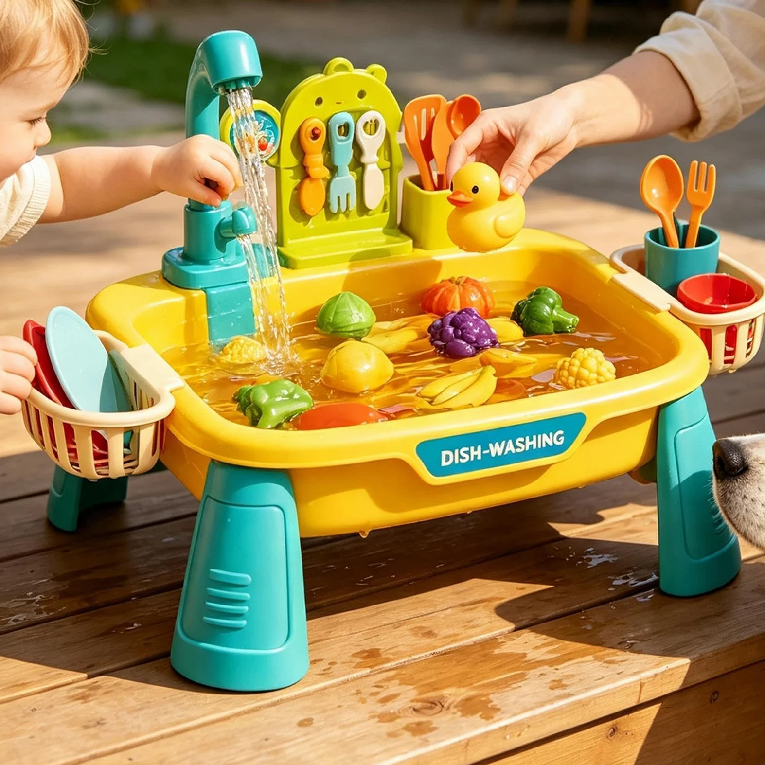 Per Bambini Con Acqua Corrente Giocattoli Sensoriali Elettrici Di Lavaggio | Tavolo Acquatico Esterno per Bambini Interno Esterno Cucina Bagno Giardino Scuola Materna