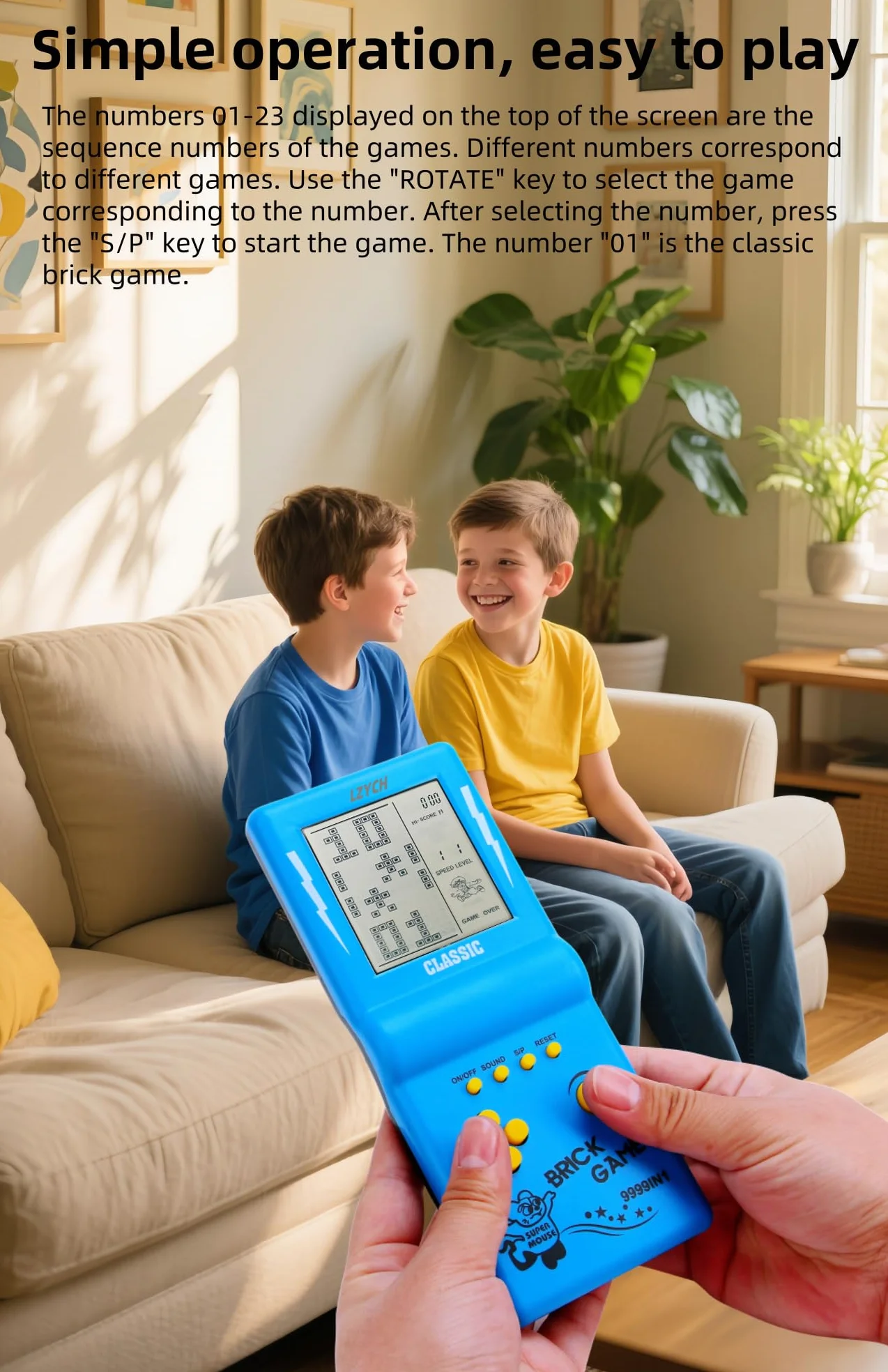 Console di Gioco in Mattoni 23 Gioco retrò Blocchi/Corse/Carri Armati Difficoltà Regolabile 2 Batterie AA Alimentate Bambini/Studenti Compleanno/Regalo di Natale Giocattolo Puzzle (Rosa)