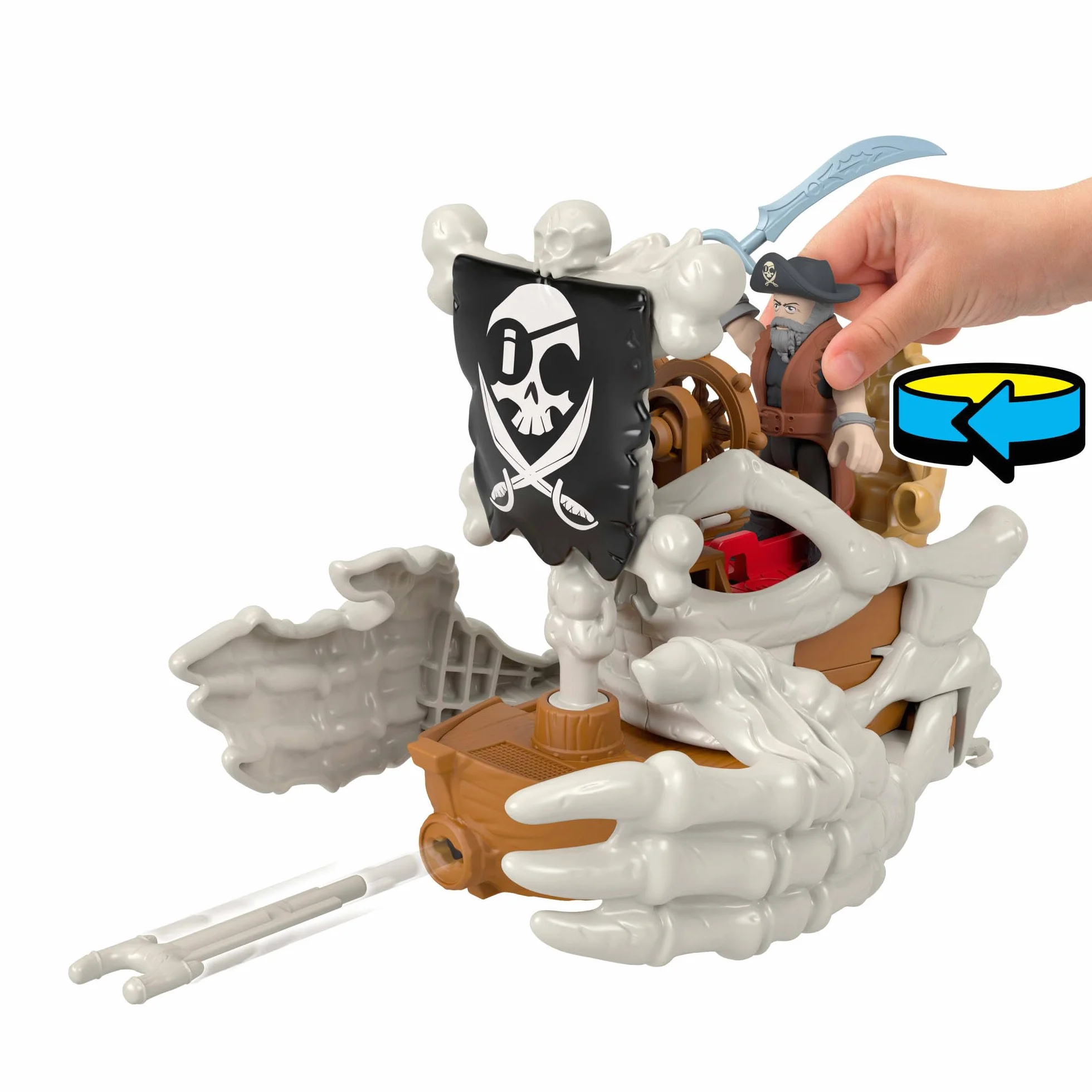 Imaginext La Nave Di Billy Bones nave giocattolo con mani scheletriche e lanciatore 3 personaggi 2 creature marine 7 accessori JLC51
