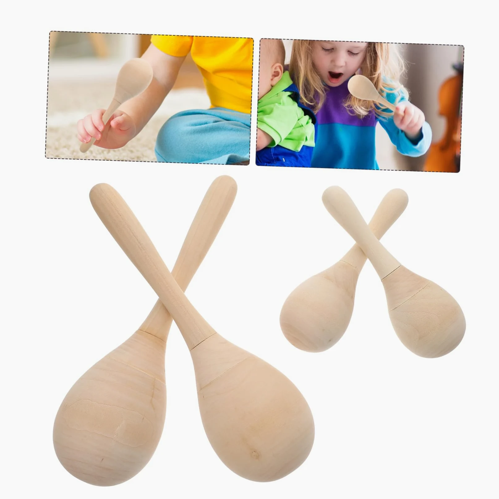 Hohopeti Maracas di Legno per Ragazzo Ragazza, Set 12 Pezzi Vuoti da Colorare Fai da Te, Strumento Musicale Educativo per Sviluppo Coordinazione, Giocattolo per Attività Manuali