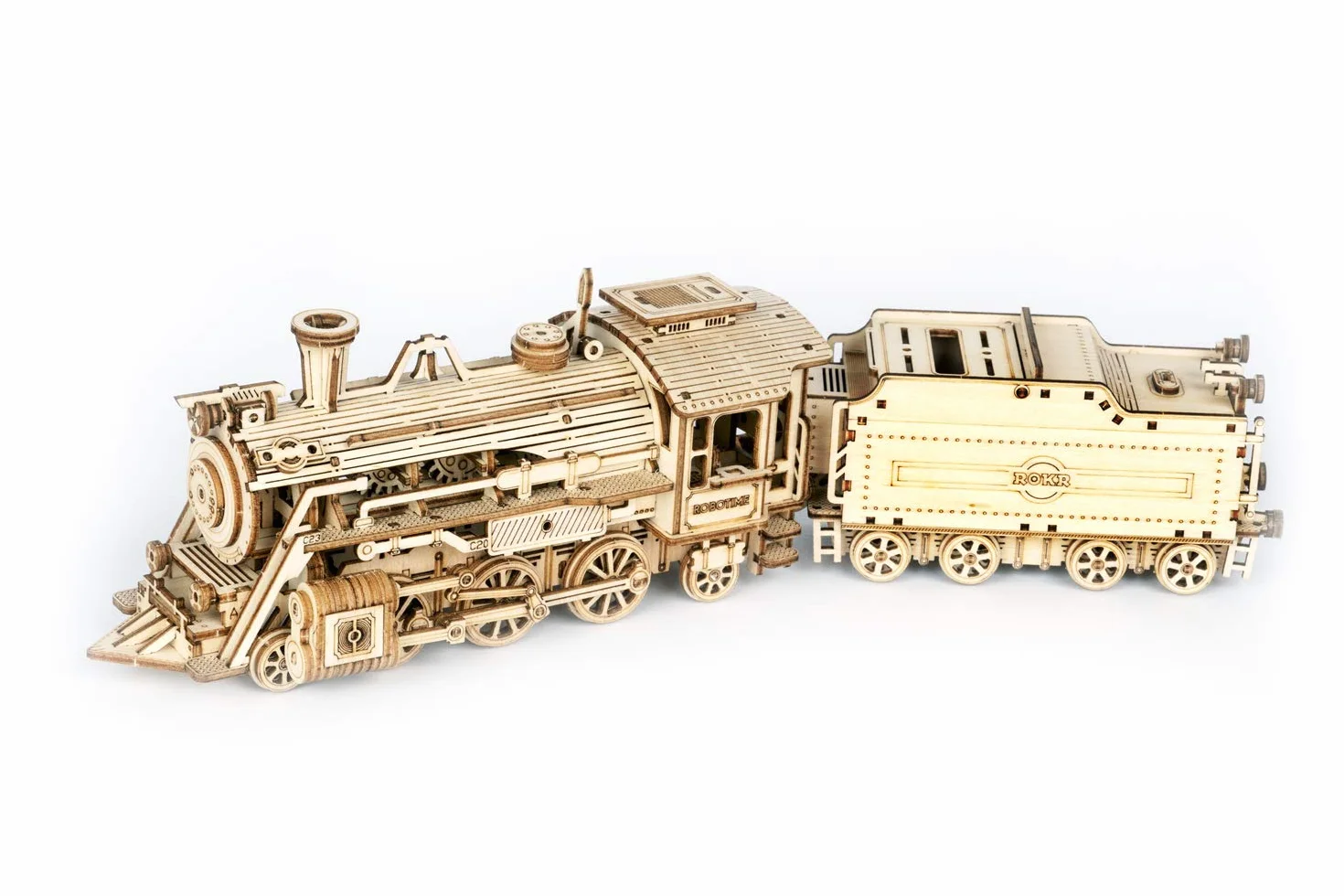 ROKR Modello di Treno in Legno 3D - Locomotiva Modellino Meccanico in Legno - Modellini da Construire - Regali per bambini e adulti (Prime Steam Express)