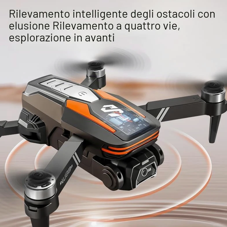 LU80 Drone con Telecomando a Schermo Integrato - Doppia Telecamera, Motore Brushless, Evitamento Ostacoli Intelligente, Stabilizzazione a Flusso Ottico (blue)