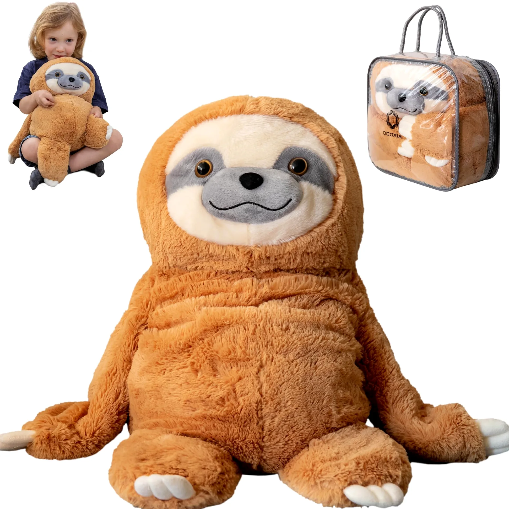 ODOXIA Peluche Pesante Per L'ansia | Calmante E Confortevole | Bradipo Di Peluche Pesante | Animale Pesato Per L'ansia | Borsa Per Il Trasporto Inclusa | Pesato Lavabile In Lavatrice | 2 kg