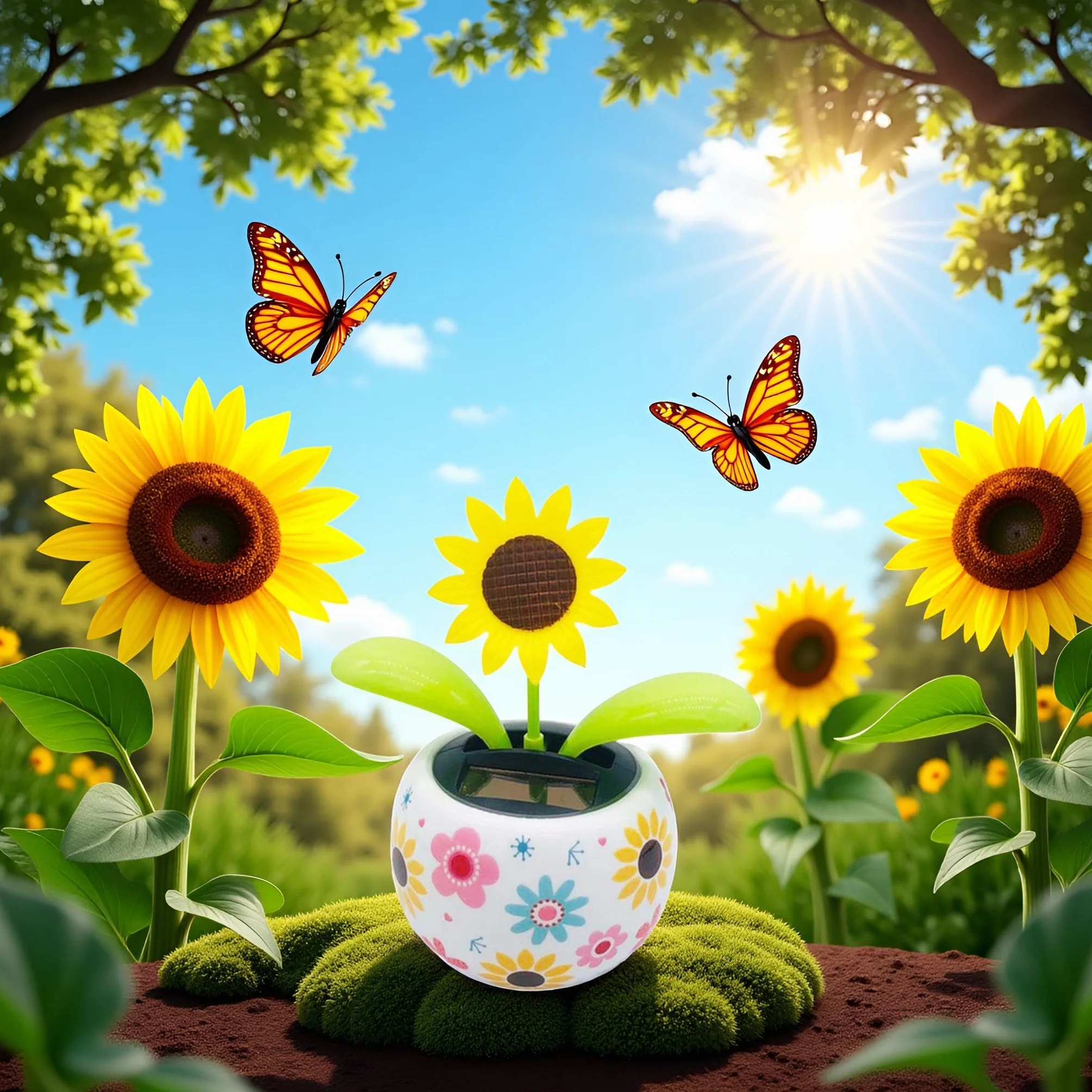 Girasole Solare Danzante Fiore Oscillante Decorazione Scrivania Kit Energia Solare