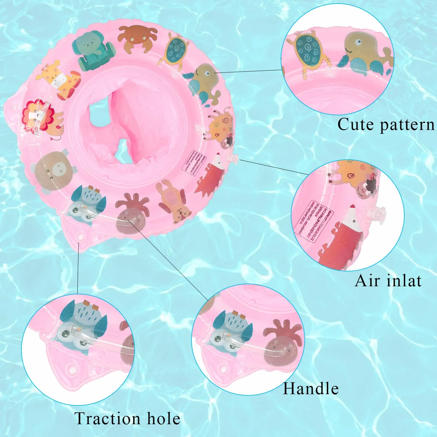 KEELYY Salvagente per Bambini, Salvagente Mutandina Neonato, Galleggiante Neonato Piscina, Salvagente Gonfiabile per Bambini 6-36 Mesi, Rosa