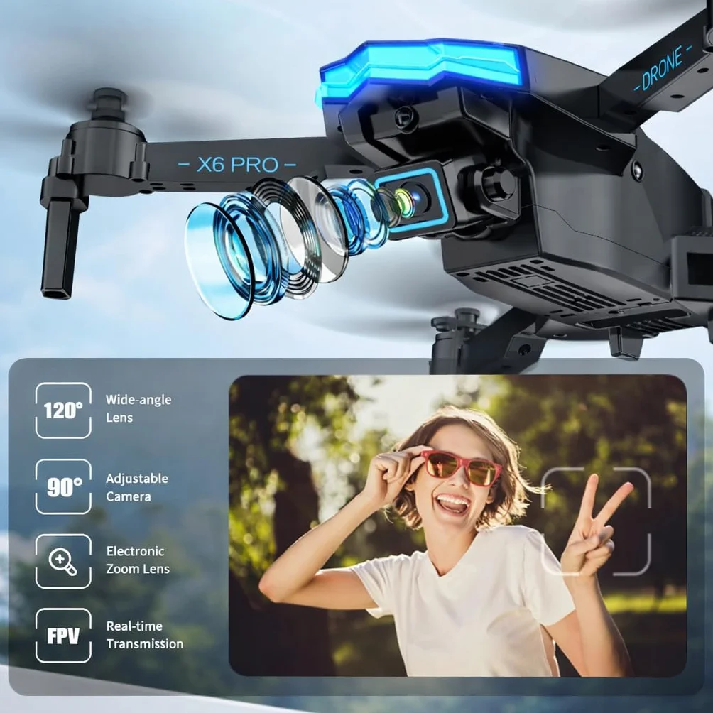 Drone con Telecamera 1080P per Bambini Droni con Motore Brushless, Giocattoli Regalo per Ragazzo e Uomo (White)