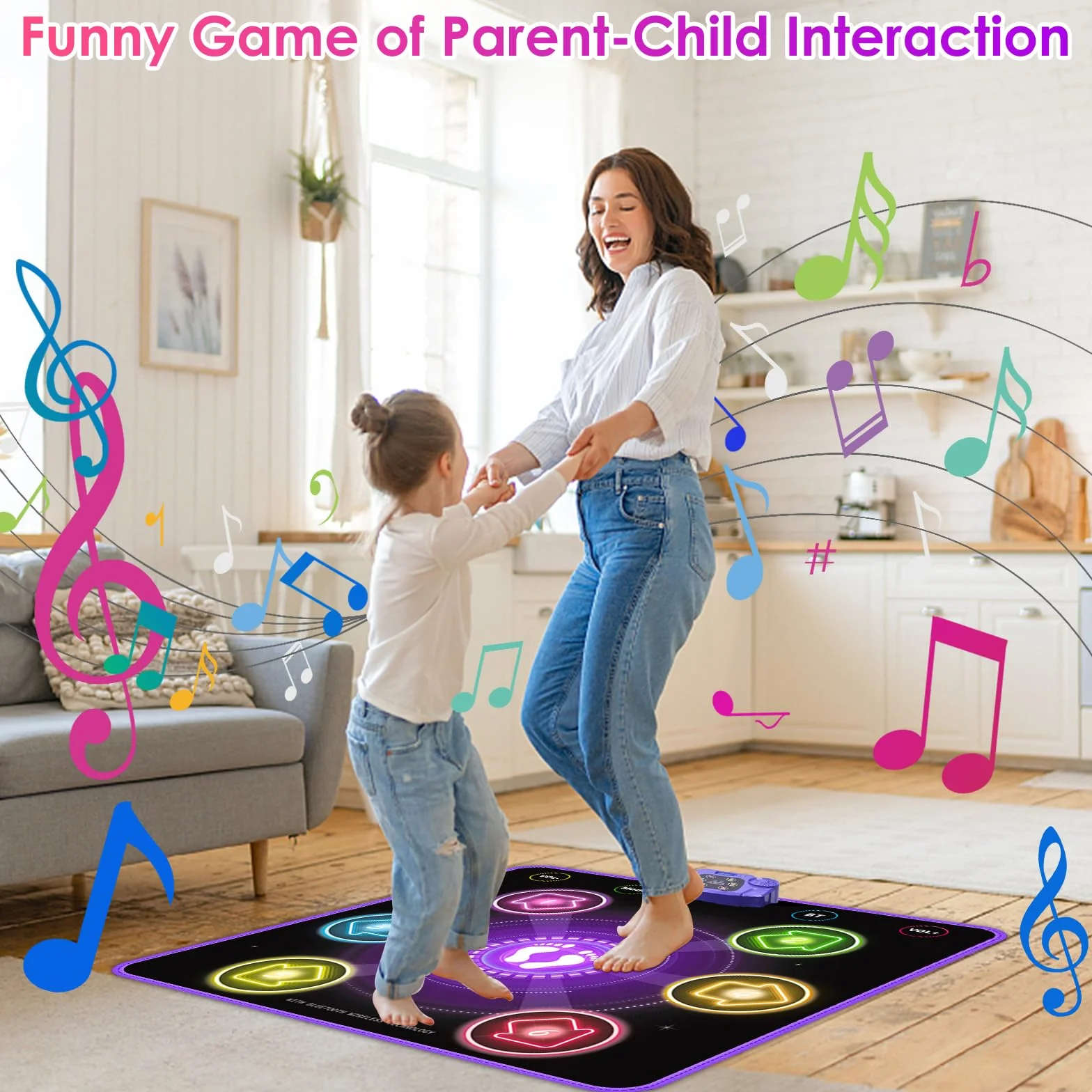 ZWOOS Tappetino da Ballo per Bambini 3-12+ Anni, Tappetino Musicale Bluetooth Elettronico Regalo Bambina