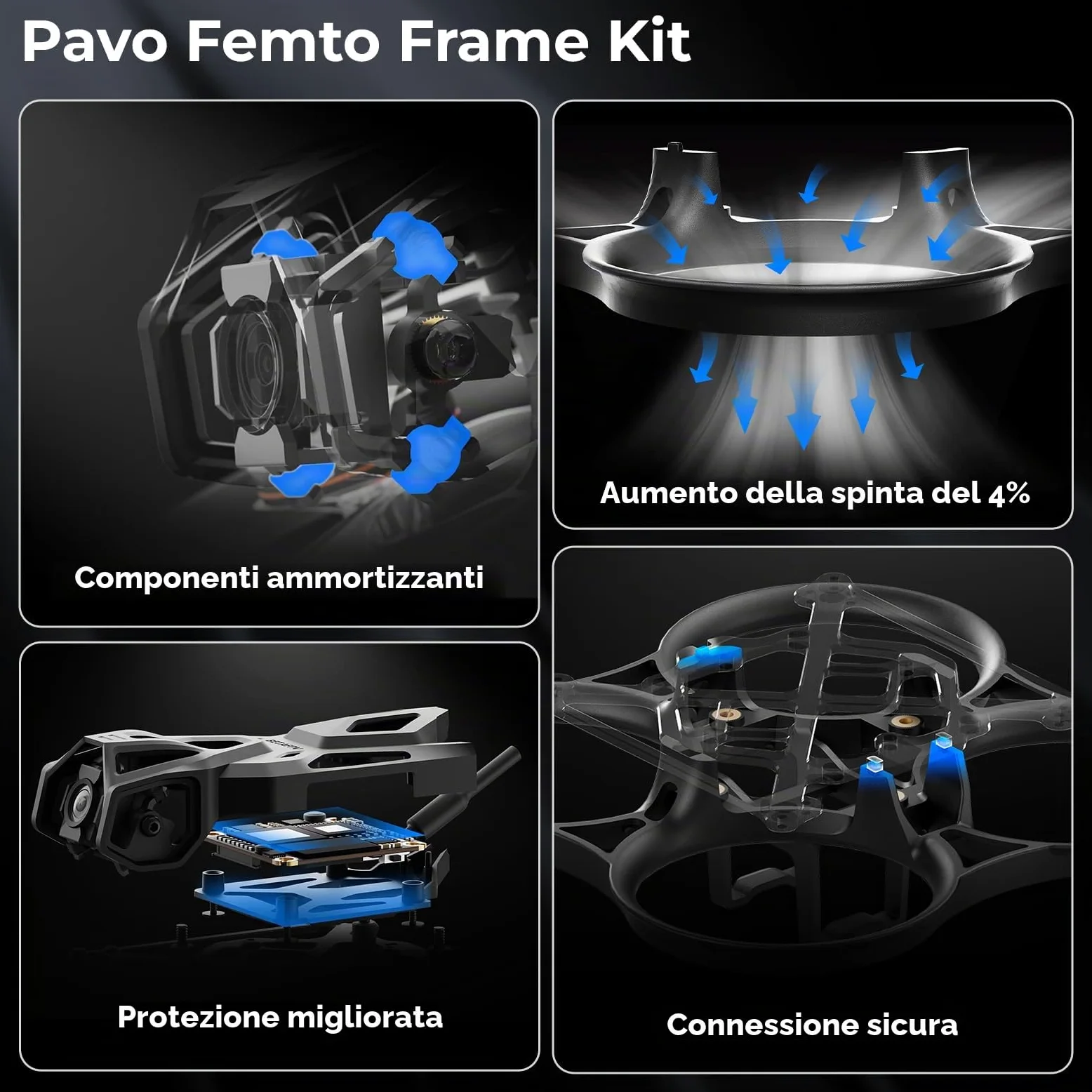 BETAFPV Pavo Femto Brushless 2S Pocket Drone with HD VTX Bracket for O4 | Compatible with F4 2-3S 20A FC, LAVA 1102|14000KV Motor, for Flying Smooth Aerial Photography Freestyle Flight