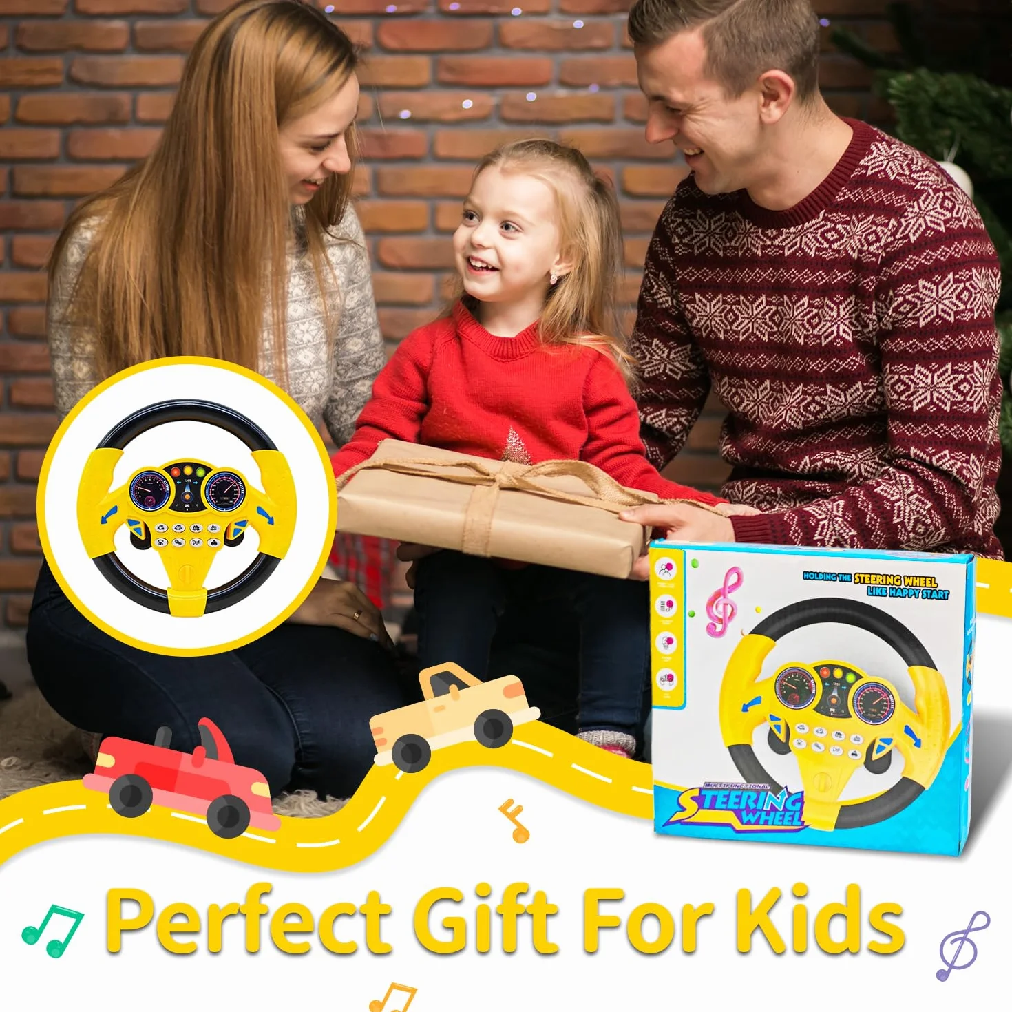 Giocattoli Volante Bambini, Controller Guida Portatile Simulato, Giocattolo Educativo Regalo (Giallo)
