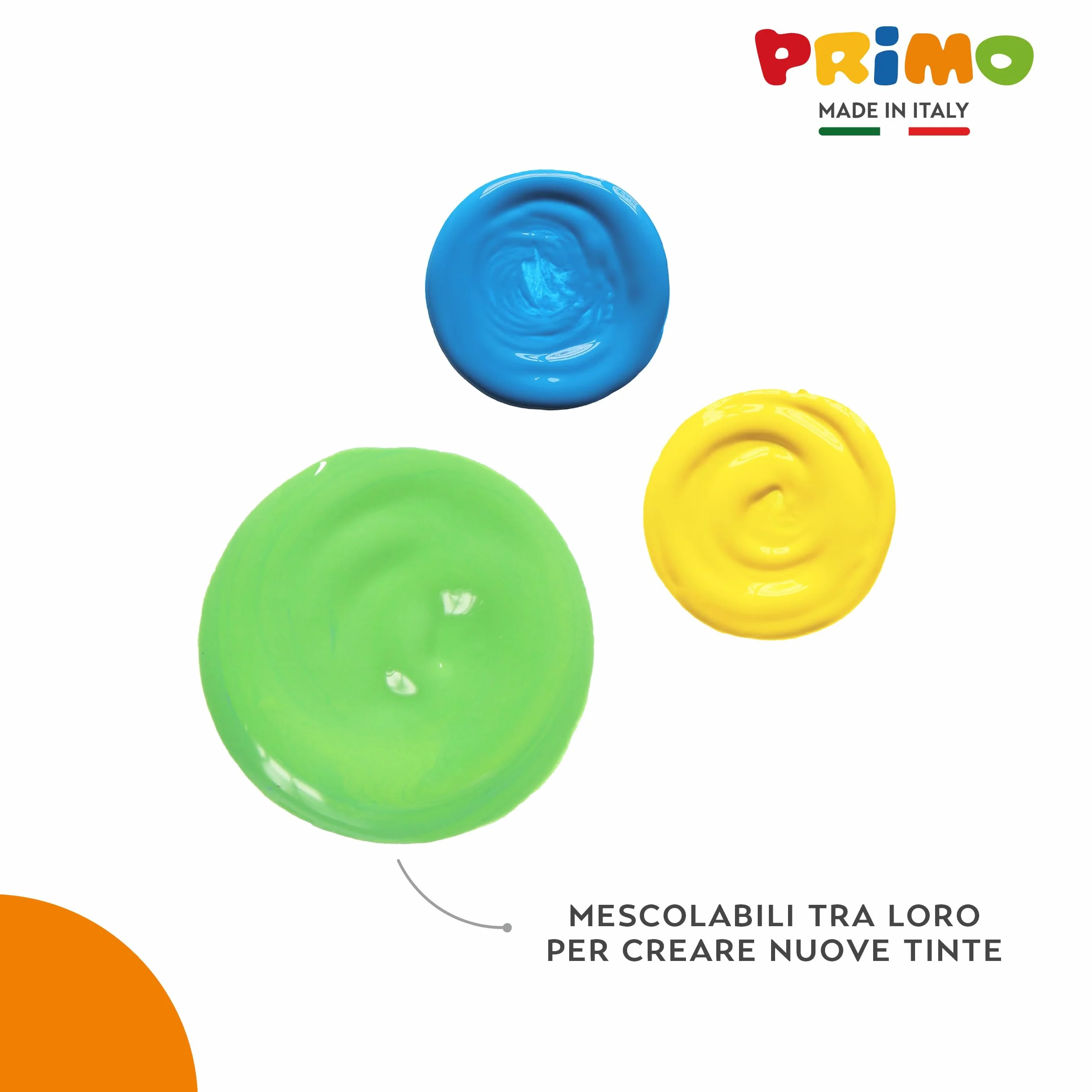 PRIMO Tempere Lavabili per Bambini 6 Colori 1L con Dosatore Pittura Carta Stoffa Vetro