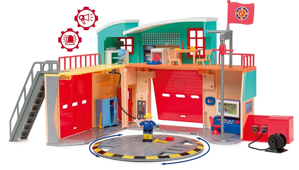 Simba - Sam Le Pompier - Caserma dei Pompieri Pontypandy - Suoni e luci - Figura articolata inclusa - Numerosi accessori - Dai 3 anni - 109258282002