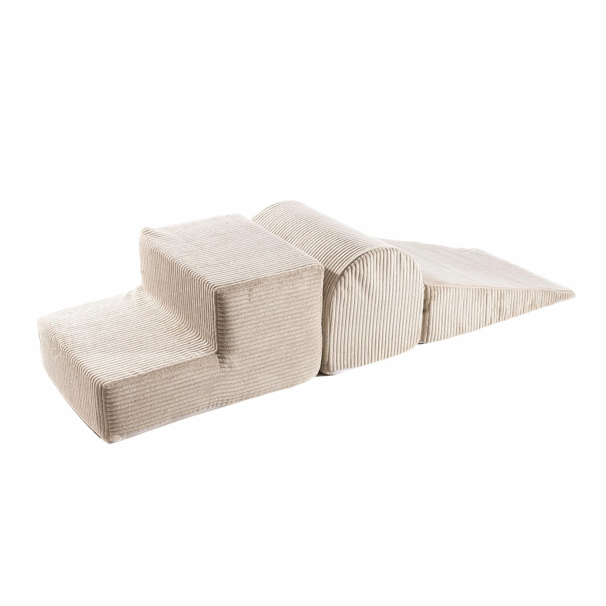 MEOWBABY Playset in Schiuma Morbida - Percorso a Ostacoli per Bambini, 3 Blocchi Modulari, Area Giochi Sicura e Interattiva 145x45 cm, Perfetto per Neonati e Prima Infanzia, Kord, Crema