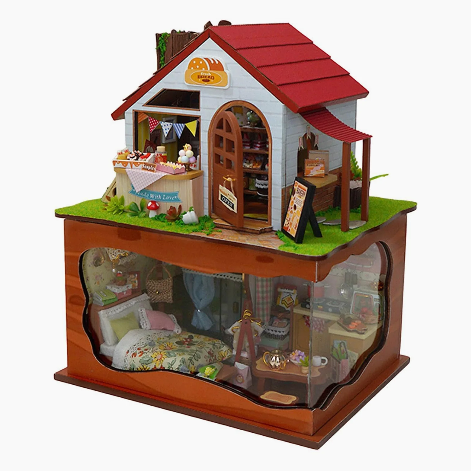 Kit Fai da Te per Costruire Una Casa in Miniatura, Modello di Assemblaggio Artigianale, Regalo per Adulti con LED