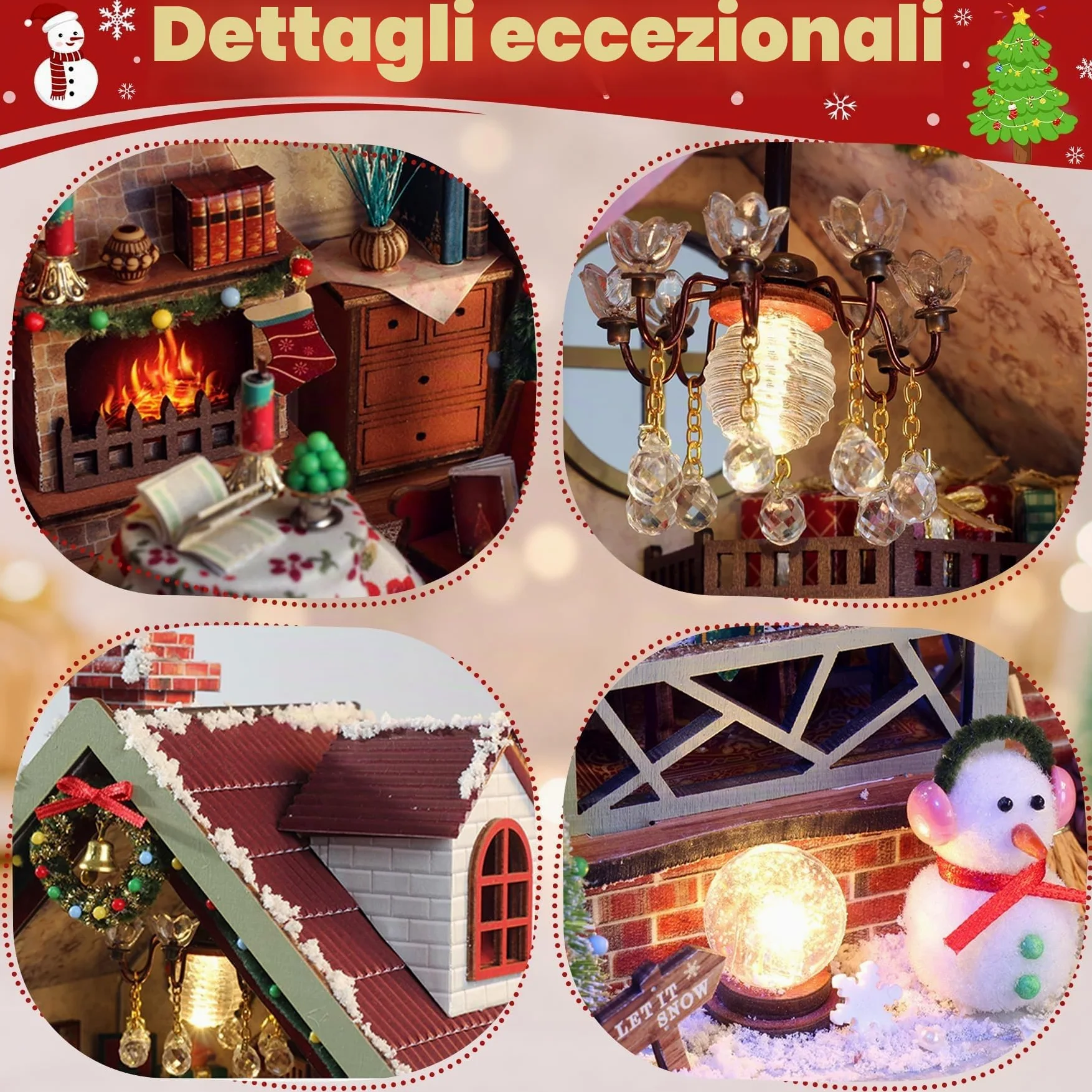 DIY Book Nook Kit, Casa Delle Bambole Fai da te Booknook Kit Casa in Miniature con Luce Led Legno Book Scaffale Inserto Decorazione Regalo Creativo per Adolescent (Natale)