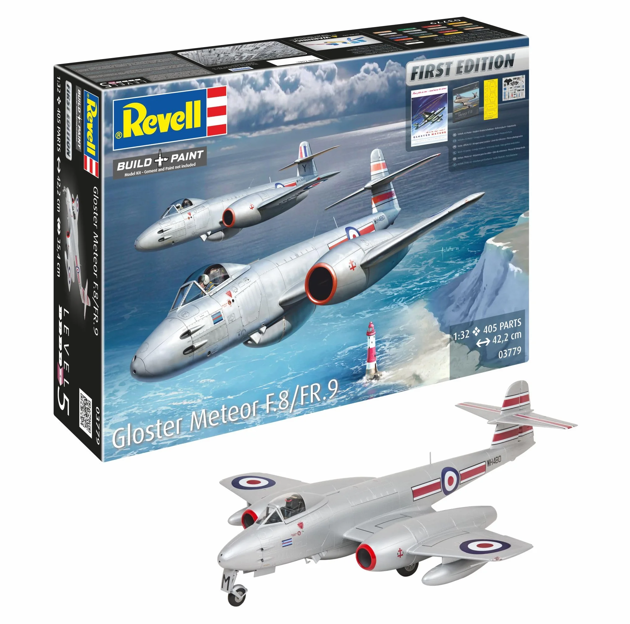 Revell Gloster Meteor F.8/FR.9 - Kit modellino in plastica non verniciata, scala 1:32, 03779