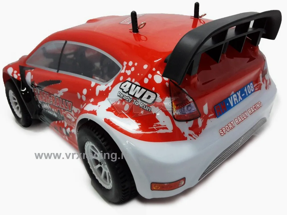 VRX Stradale Flash Rally 1/10 con motore a scoppio GO18 con cambio a 2 marce N2 con telaio in metallo radio 2.4ghz 4WD RTR carrozzeria rossa R0159R
