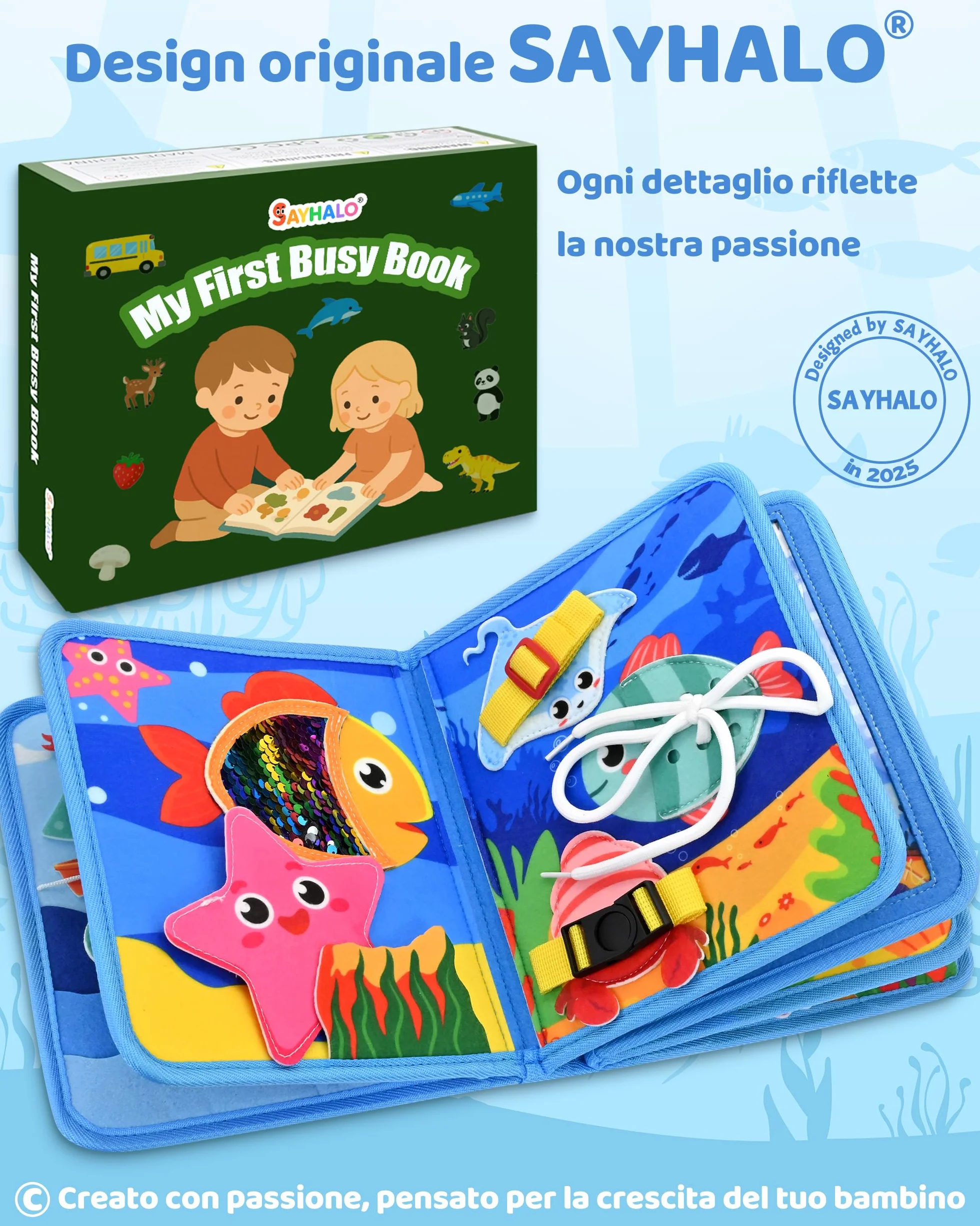 Busy Board Montessori Libro Interattivo 1-3 Anno - Giochi Montessori Sensoriale Educativo Valigetta Regalo Bimbo