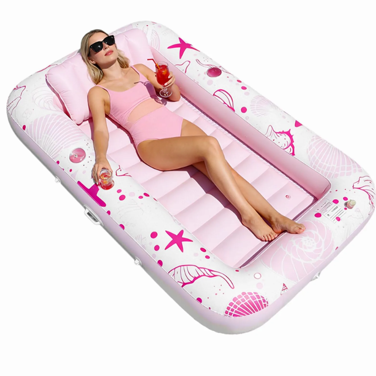 Lettino gonfiabile per piscina, comodo per prendere il sole, 185 x 115 x 25 cm, gonfiabile, per prendere il sole, design con valvola a doppio strato, per spiaggia e lago