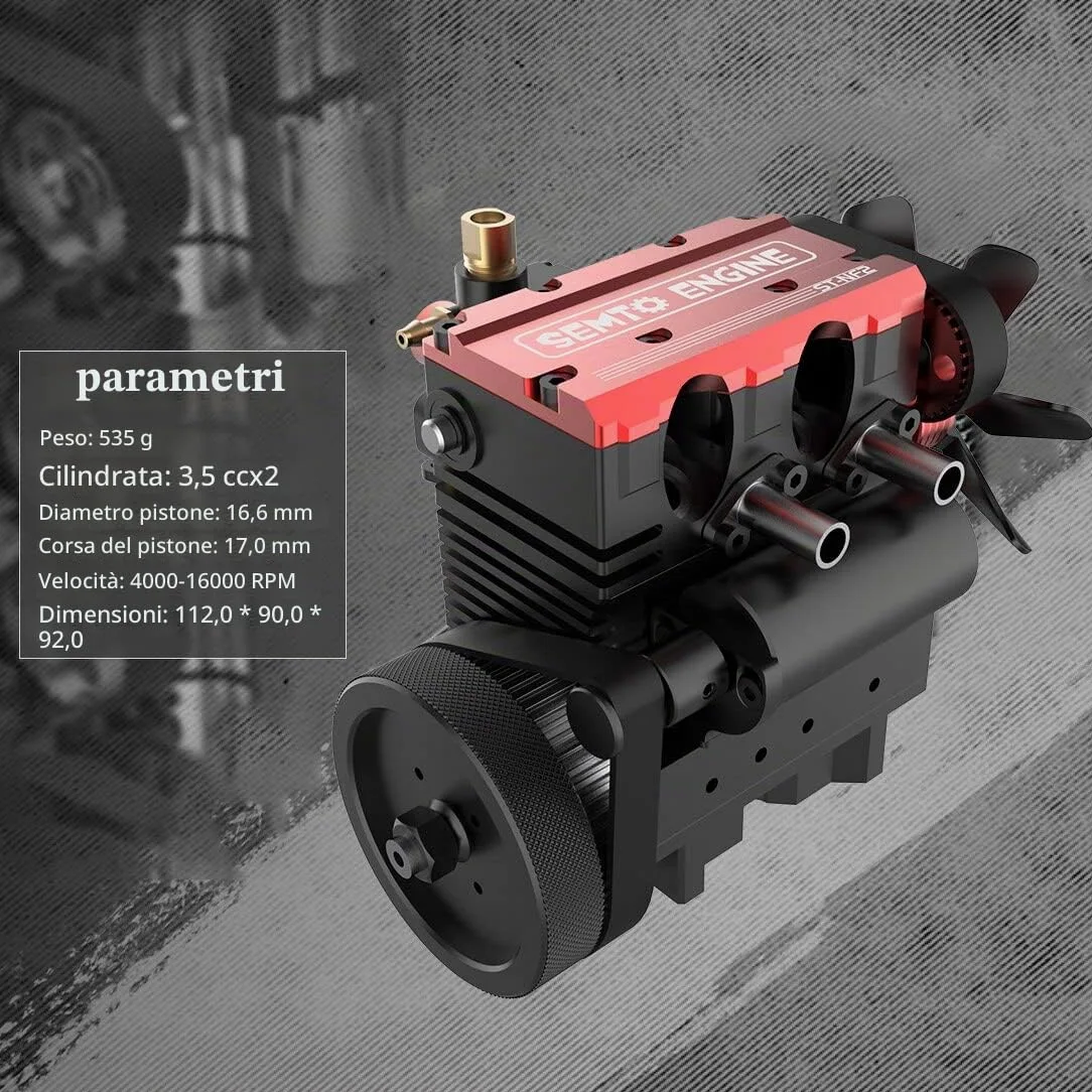 RCXTechPro SEMTO Engine ST-NF2 Inline bicilindrico 7.0cc Nitro Engine Model Set con F-Type Glow Plug, serbatoio carburante, tubo olio e modulo di accensione