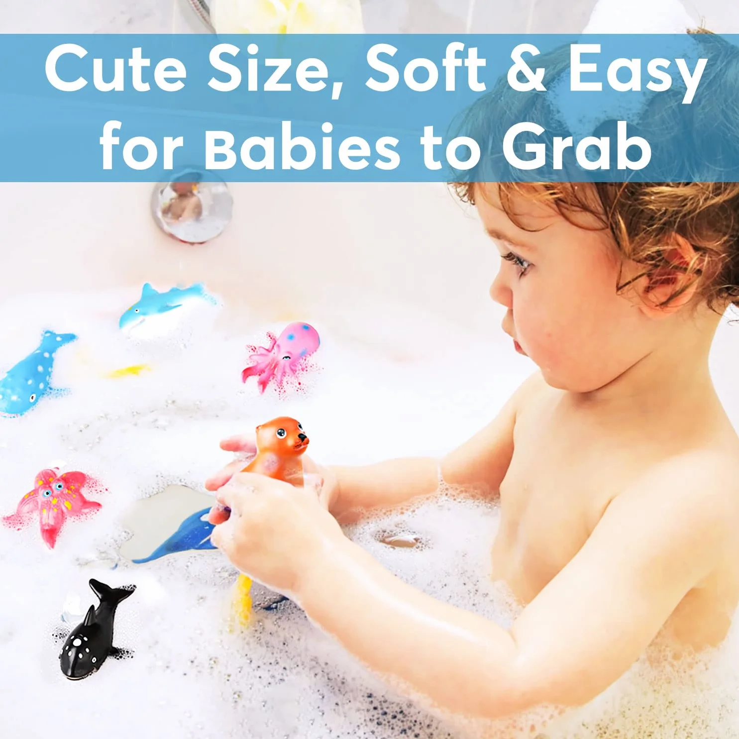 Giocattoli da Bagno Senza Foro per Bambini, 12 Pezzi Senza Muffa Baby Ocean Sea Animal Vasca da Bagno Piscina Giocattoli per Ragazzi Ragazze