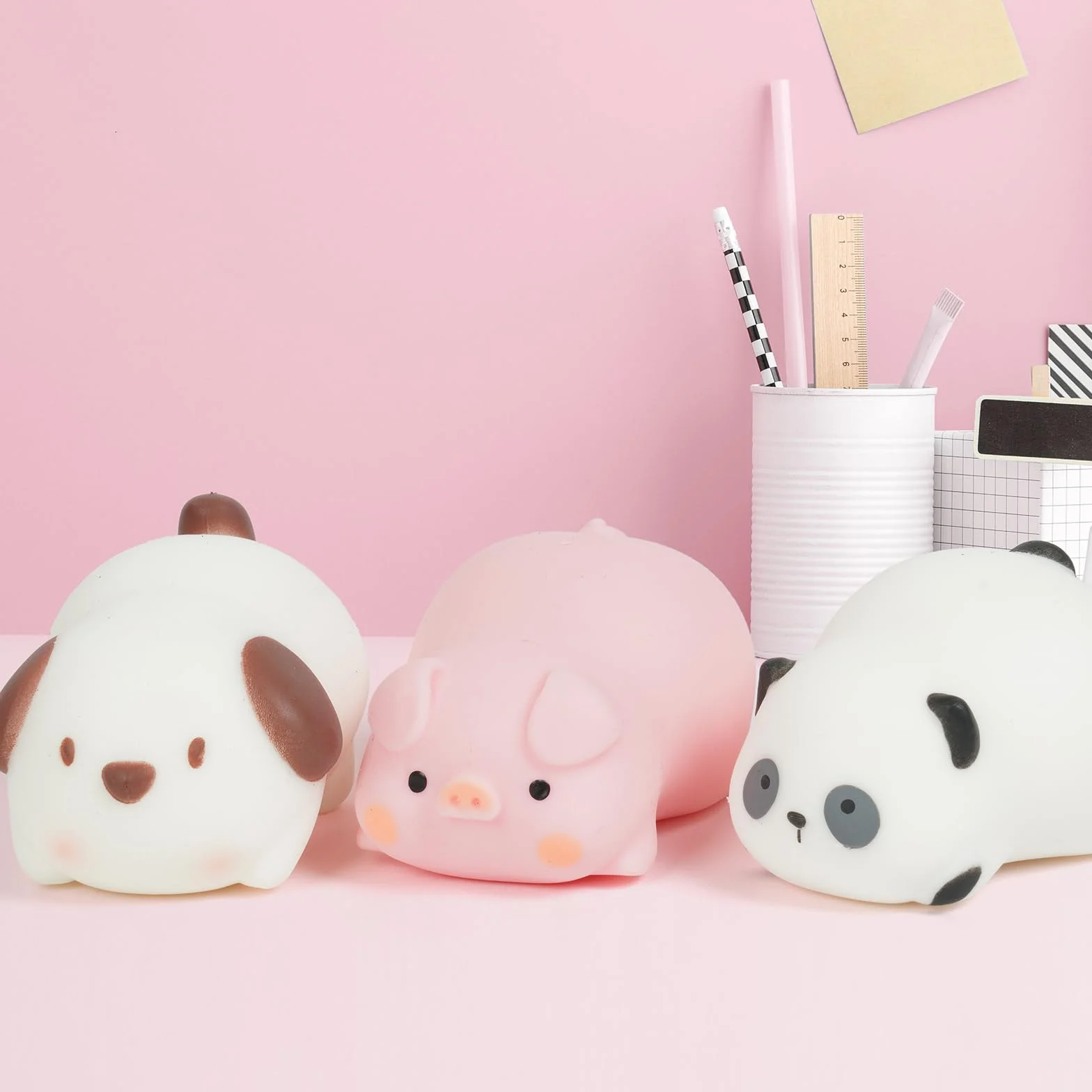Squishy Squeeze Giocattoli Antistress 3PZ Maiale Cucciolo Panda Morbidi