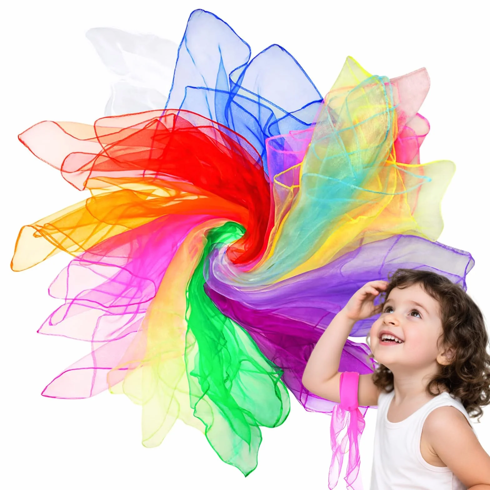 24 Pezzi Foulard Colorati per Bambini 60 x 60cm Foulard Giocoleria per Danza Circo Magia e Acrobatica