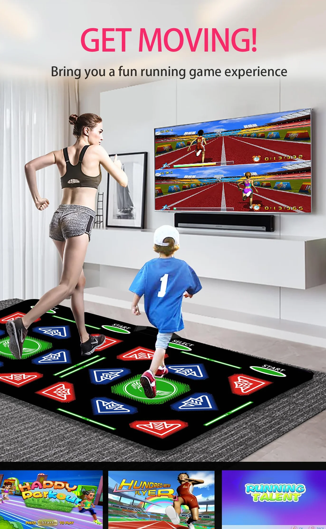 Tappeto Danza HDMI 64GB 1000 Giochi 885 brani 81 Video MTV Morbido Flanella per Bambini TV
