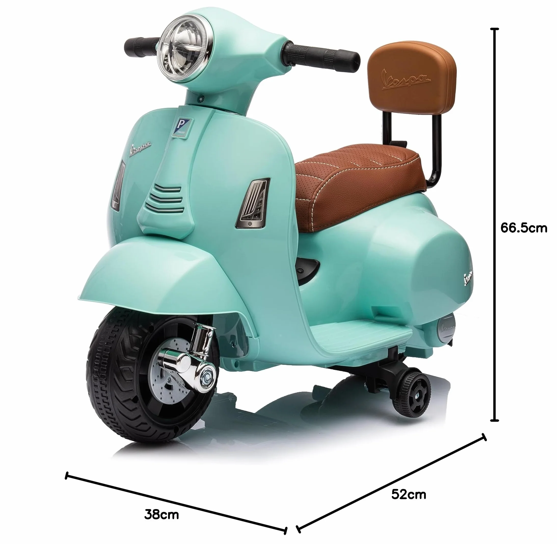 Mondial Toys Mini Vespa GTS Piaggio Moto Elettrica Scooter per Bambini 6V Verde Tiffany
